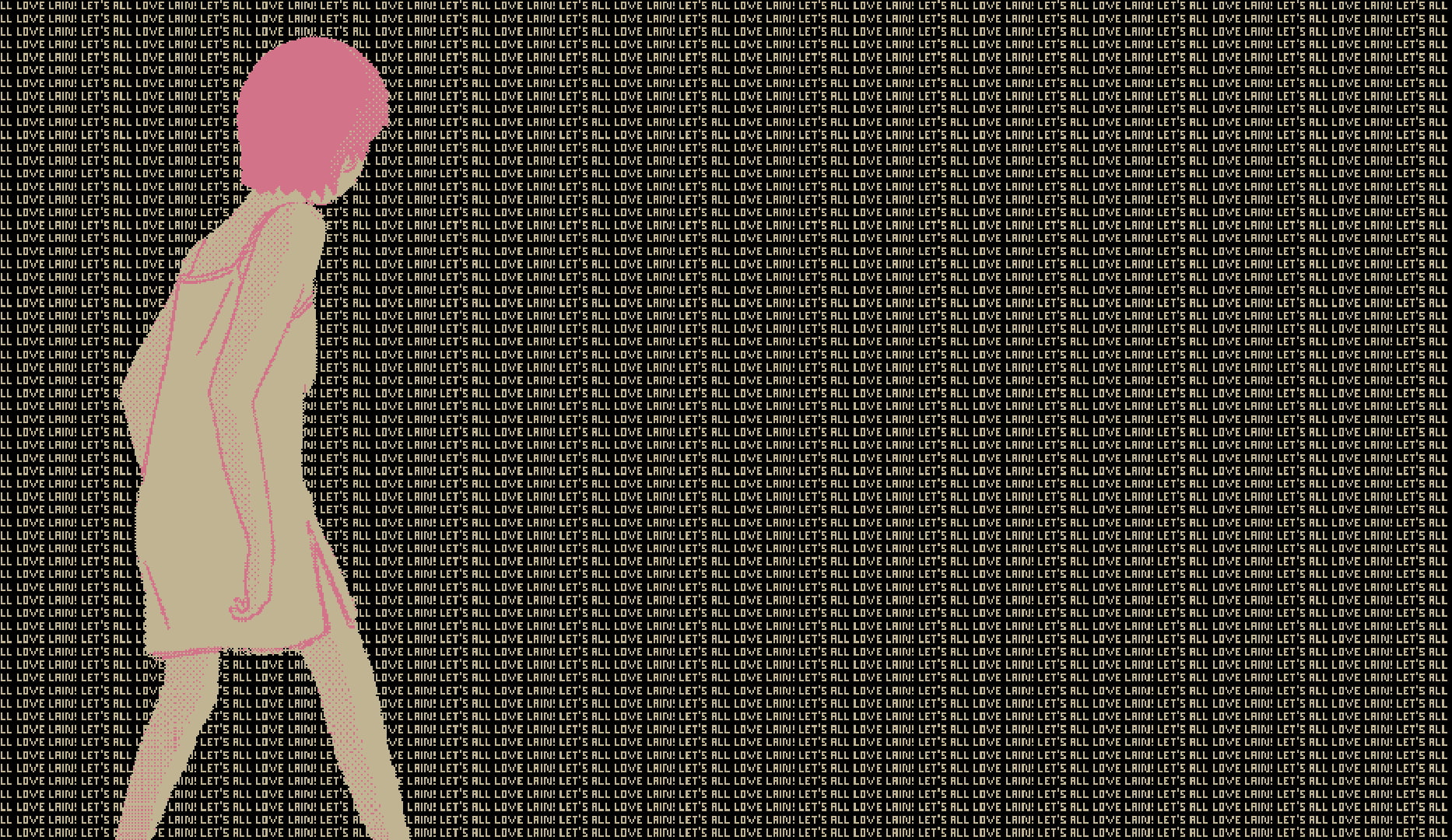720P, Serial Experiments Lain, three quarter length, pink color, side view, indoors, textile, leisure activity, anime girls, casual clothing, standing, HD Wallpaper