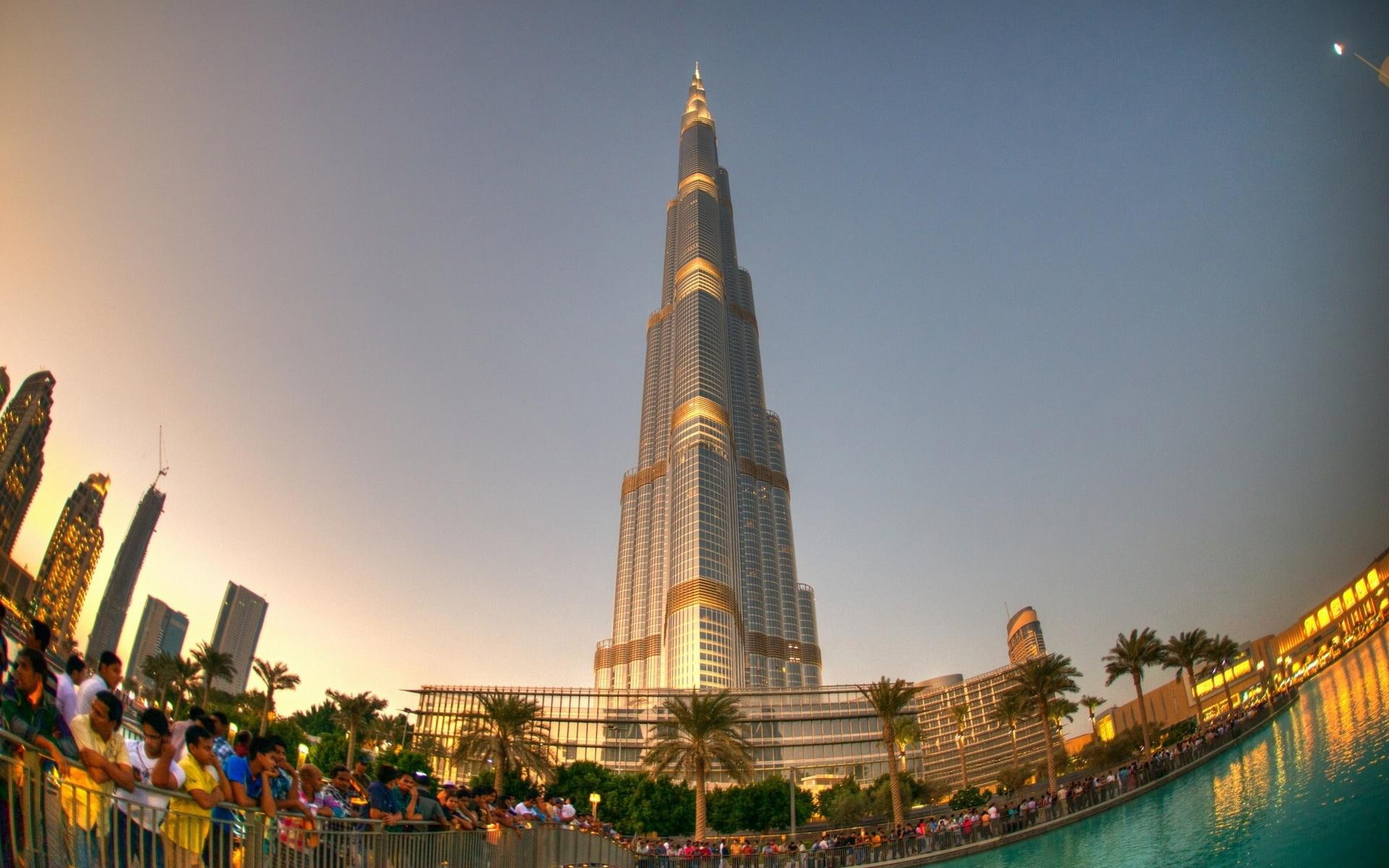 1080P, skyscraper, modern, view, burj, rise, magnificent, khalifa, tall, high, nature and landscapes, tower, grey, dubai, HD Wallpaper