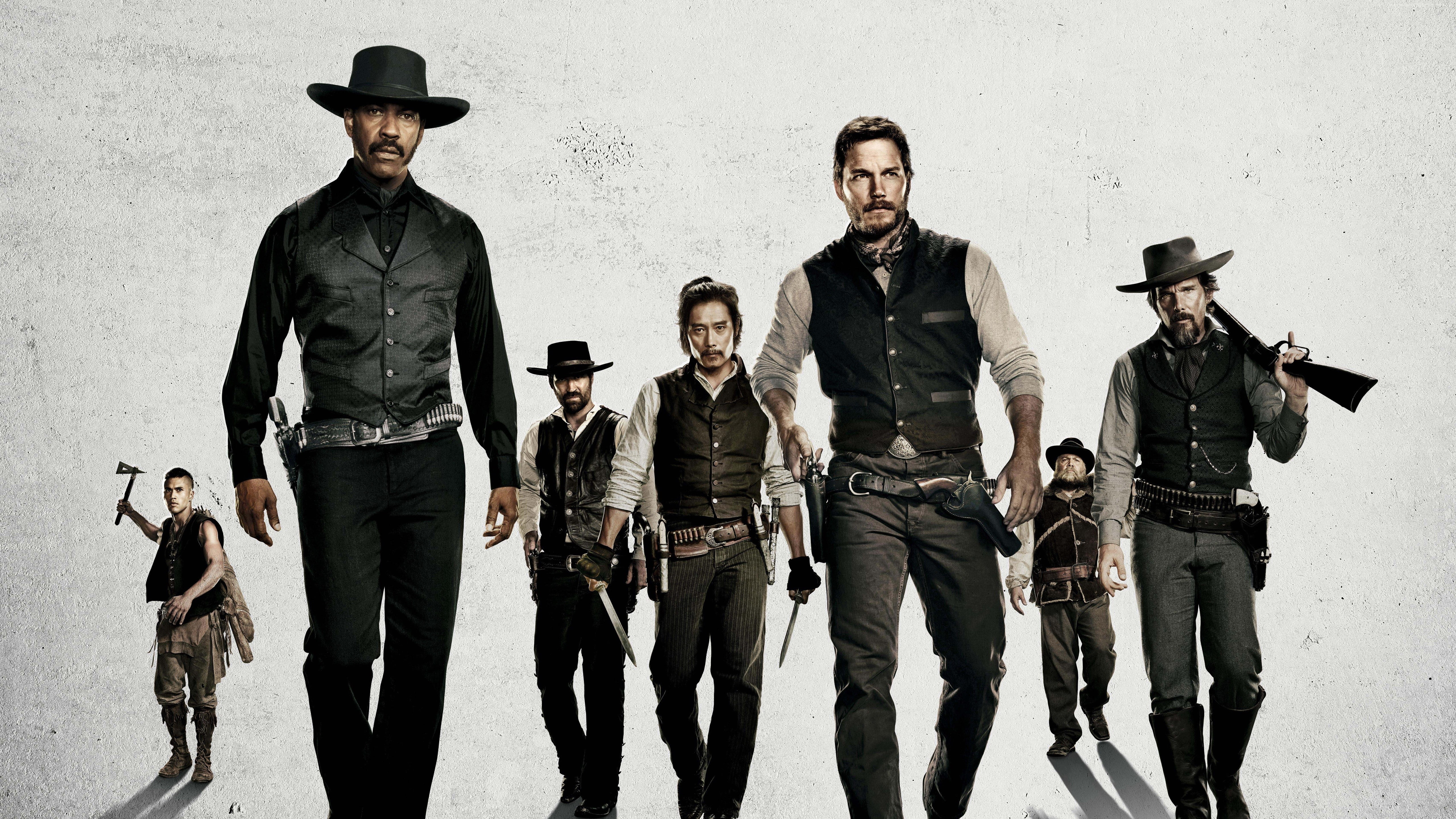 Ethan Hawke, 5K, Denzel Washington, Chris Pratt, The Magnificent Seven, HD Wallpaper