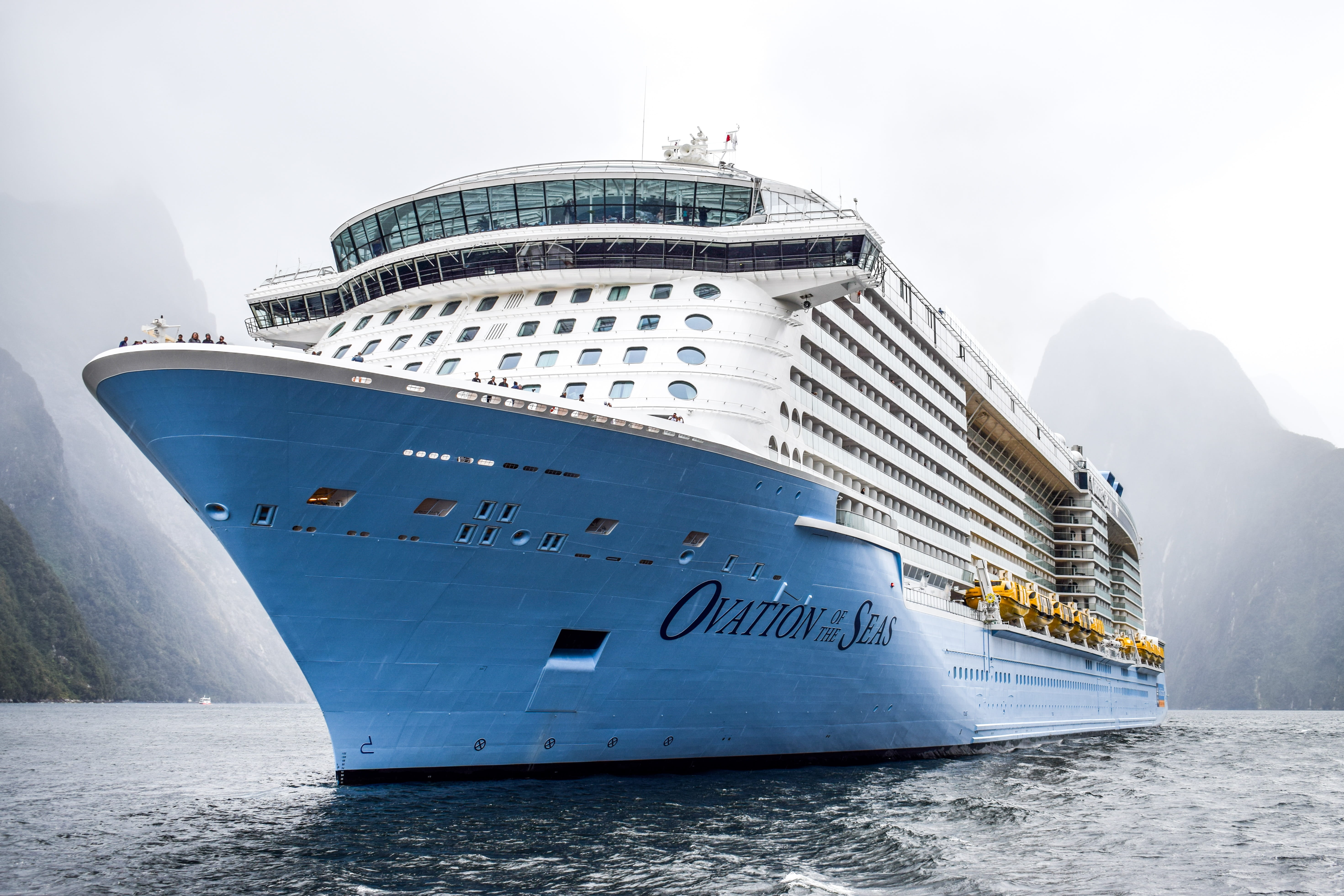 no people, tourism, cruise, near, river boat, transportation, luxury, Queenstown, craft, yacht, outdoors, boat, lake, cruise ship, fog, day, ovation of the seas, HD Wallpaper
