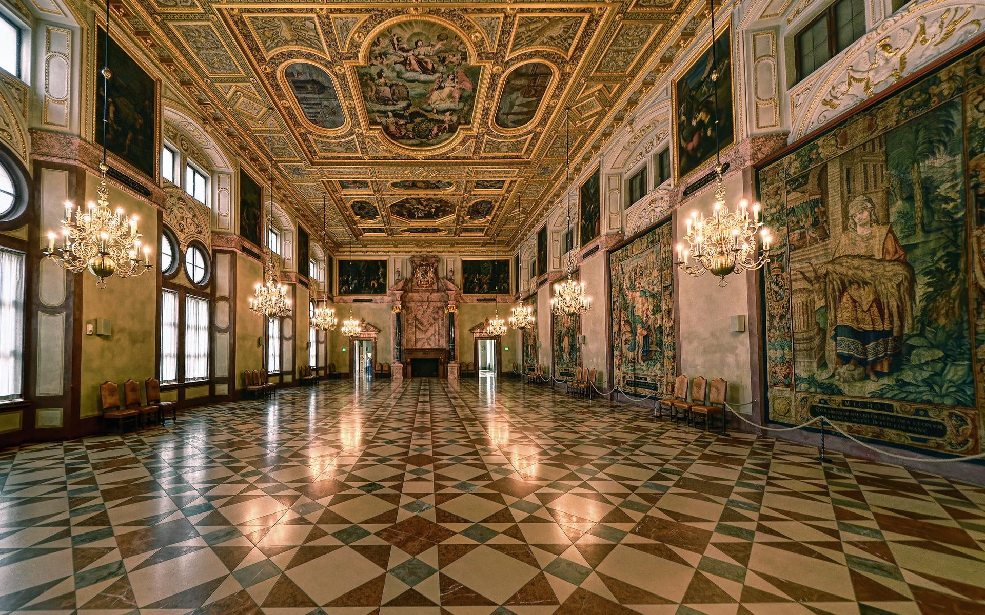 nature and landscapes, marble, room, magnificent, gr, 1080P, ballroom, ceiling, chairs, HD Wallpaper