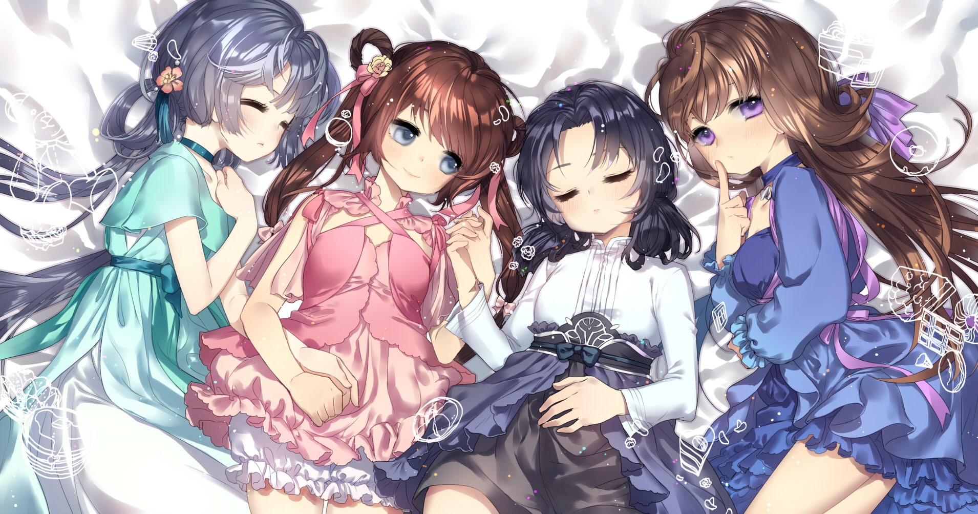 art and craft, people, lying down, young adult, variation, high angle view, in a row, choice, group of people, Anime, large group of objects, representation, HD Wallpaper