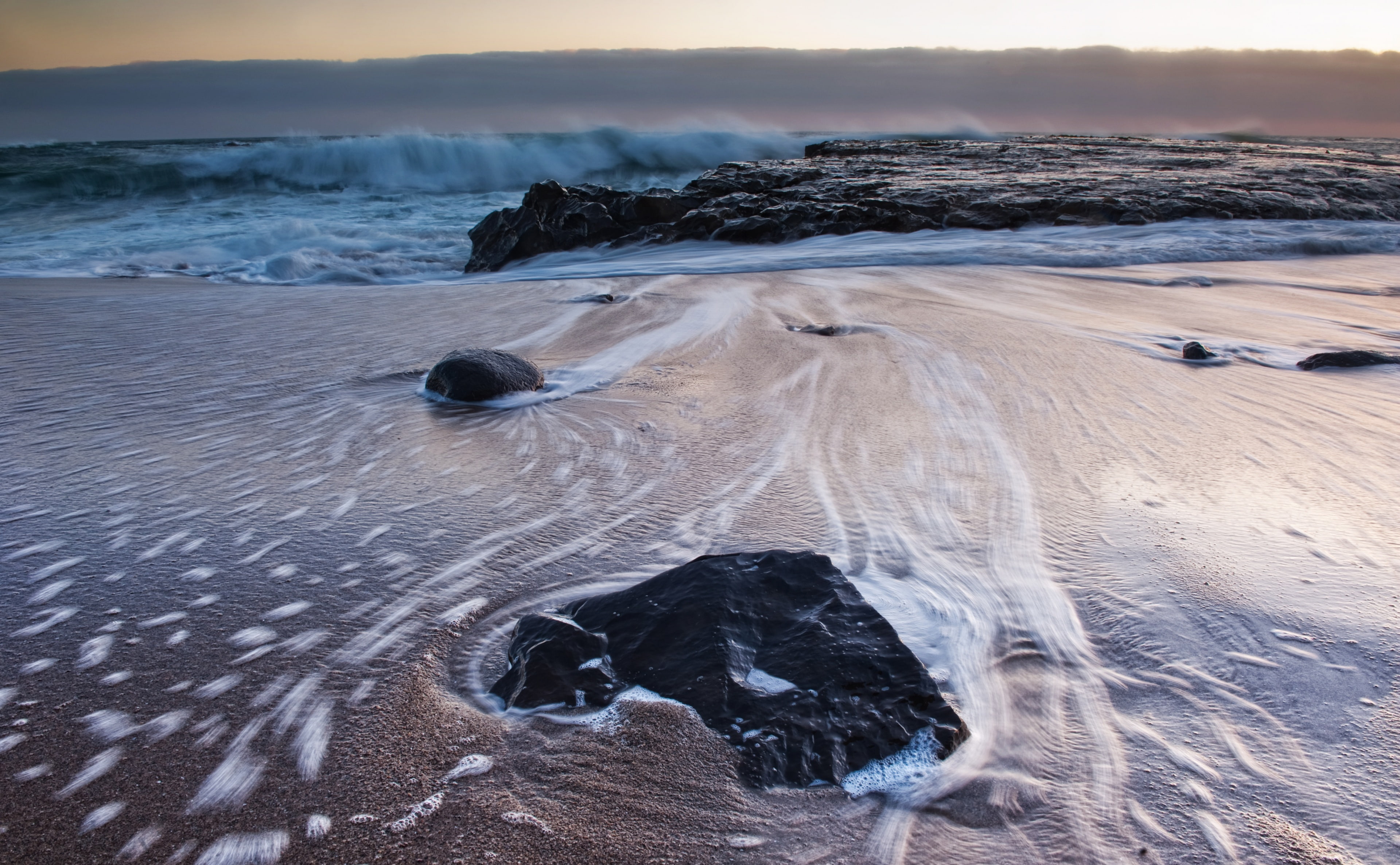 Sand, county, davenport, seashore, Waves, rock, scenics - nature, tranquil scene, sea, United States, tranquility, solid, Pacific, Thoughts, power in nature, HD Wallpaper