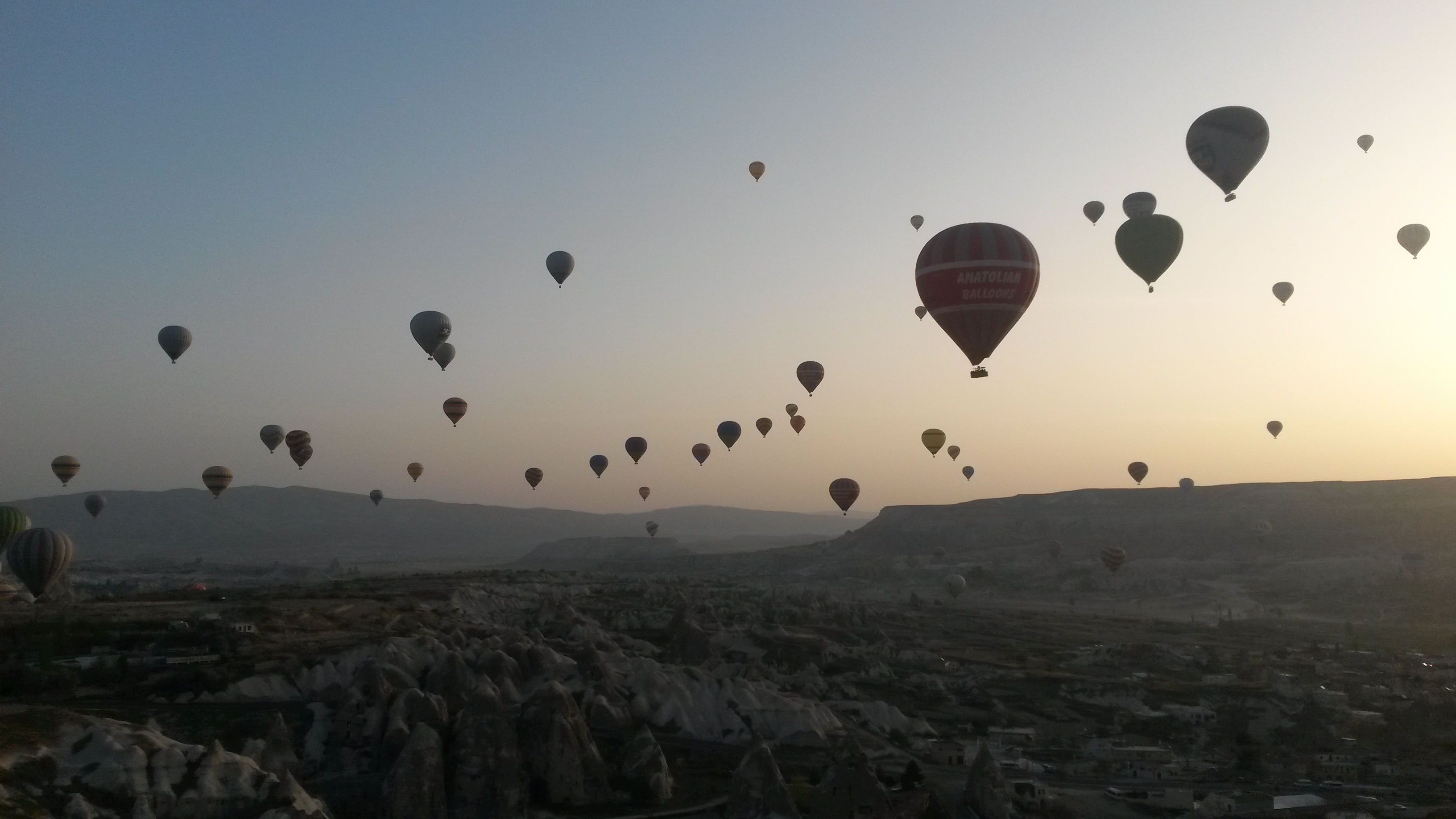 air Vehicle, adventure, travel, hot, landscape, nature, ballooning festival, sunrise, nevsehir, 2K, hot Air Balloon, silhouette, environment, sun, mode of transportation, HD Wallpaper