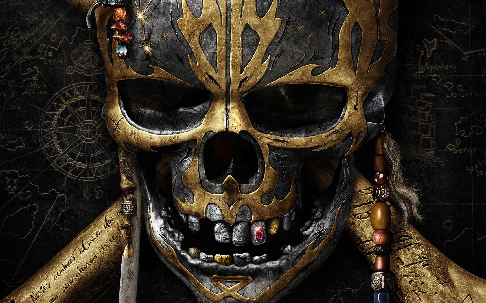 art and craft, wall - building feature, carnival, representation, spooky, 2017, creativity, mask - disguise, pirates, ornate, bone, caribbean, pirates of the caribbean dead men tell no tales, HD Wallpaper