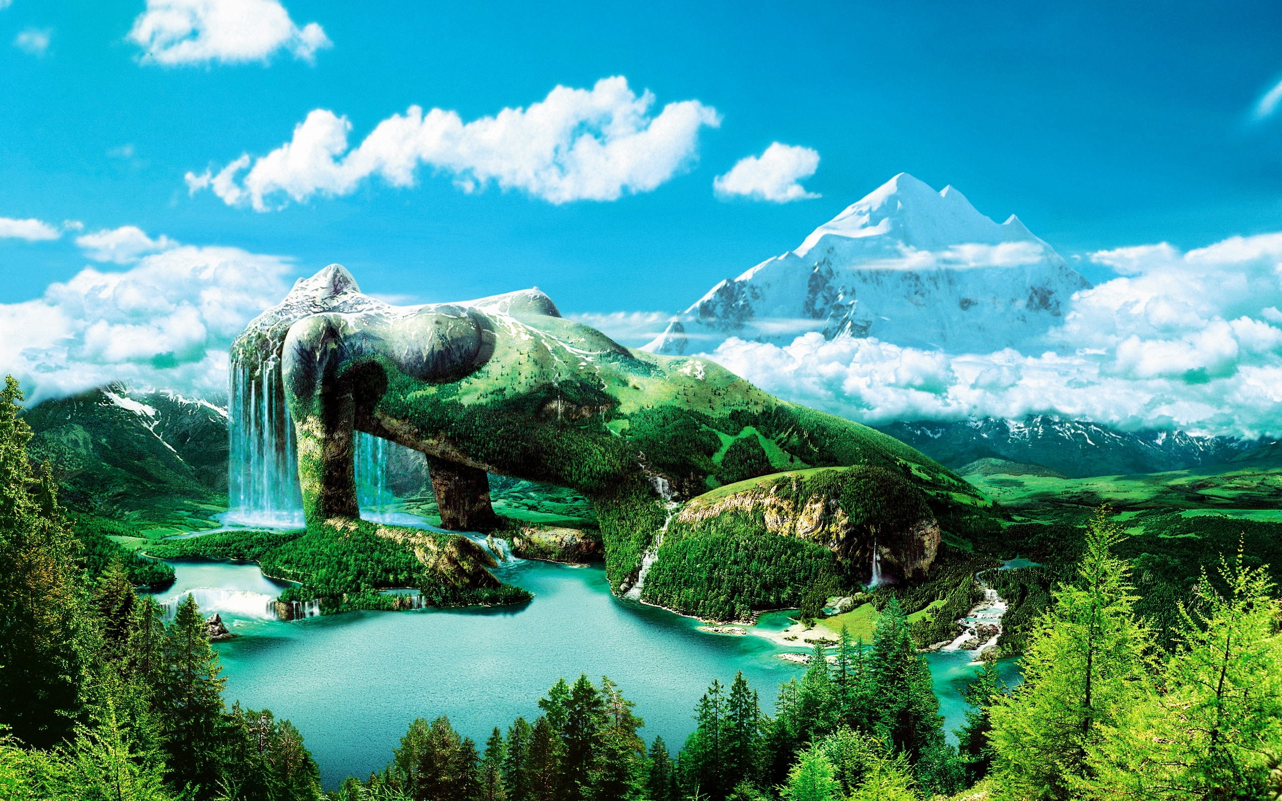 Art And Creative, te, lake, 2K, scenics - nature, turquoise colored, beauty in nature, landscape, land, fiti, sky, tranquil scene, environment, HD Wallpaper