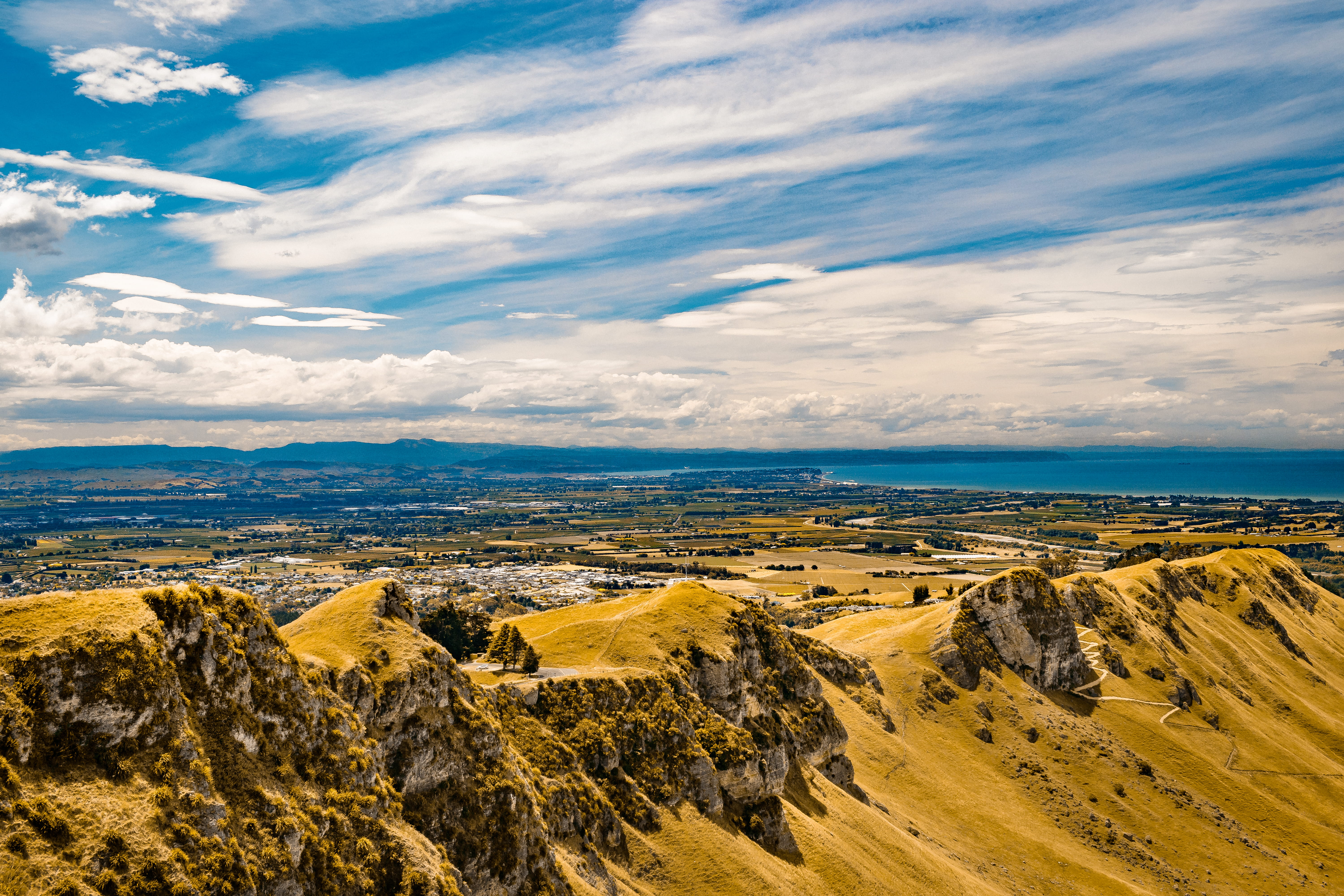 day, countryside, tranquil scene, landscape, 5K, nature, tranquility, plateau, te mata peak, horizon over land, plant, new zealand, horizon, non-urban scene, HD Wallpaper