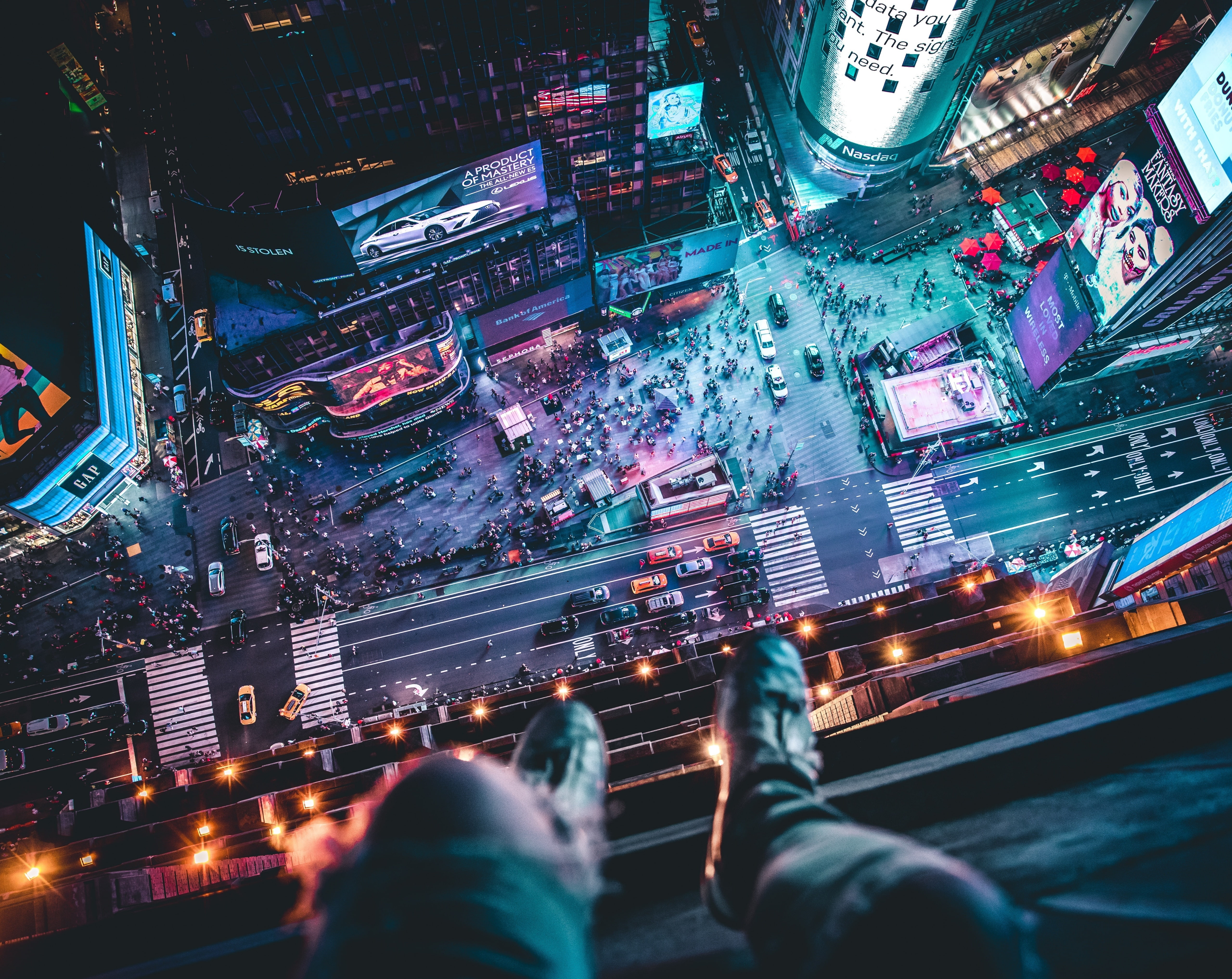Urban, timessquare, City, lookingdown, Extreme, 5K, skyscraper, top, newyork, unitedstates, selfie, Artistic, Aerial, aerialview, High, HD Wallpaper