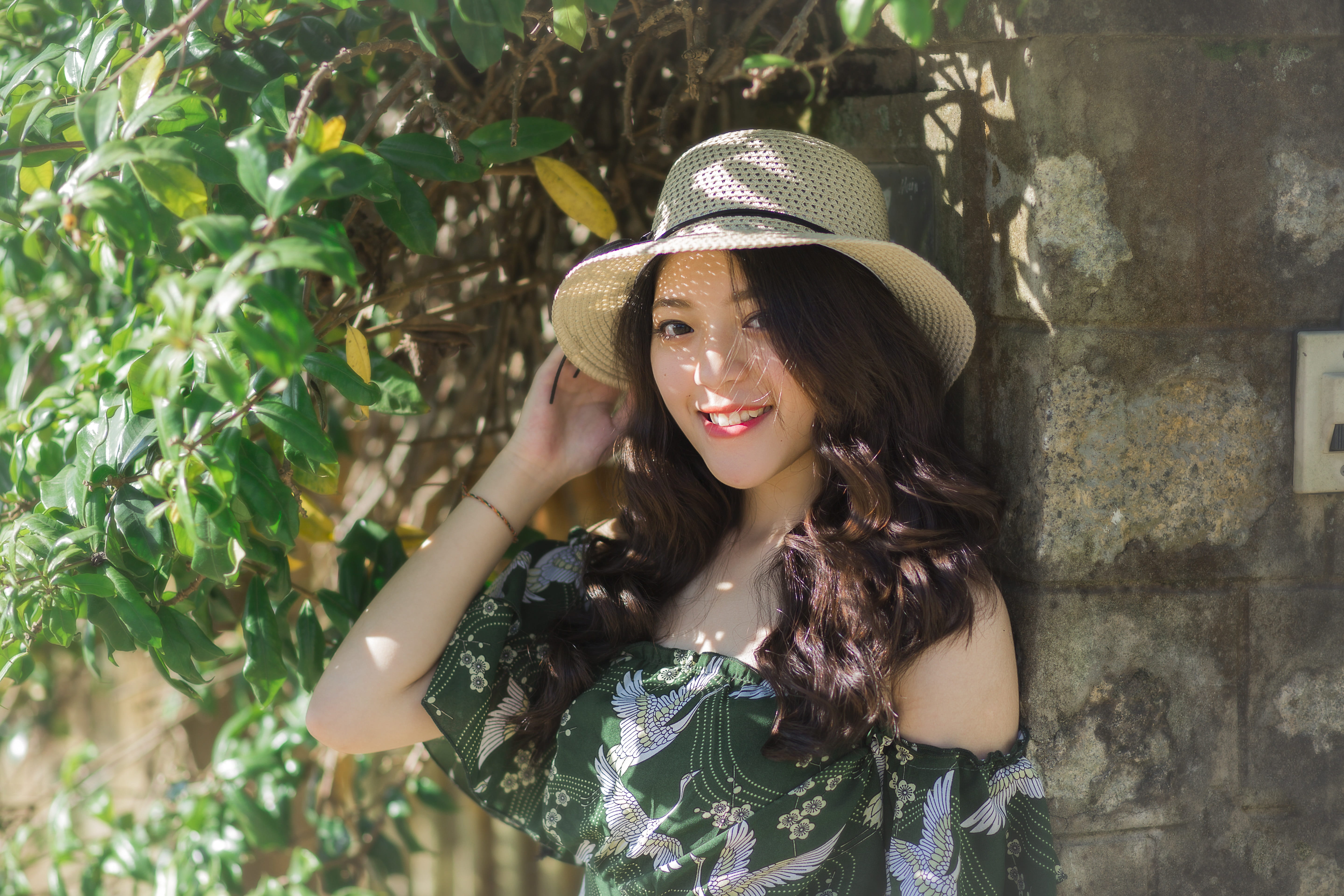 5K, lifestyles, asian, dalat, hat, woman, lovely, people, day, style, asia, eyes, nice dress, cap, young adult, girl, front view, fashion, trees, one person, HD Wallpaper