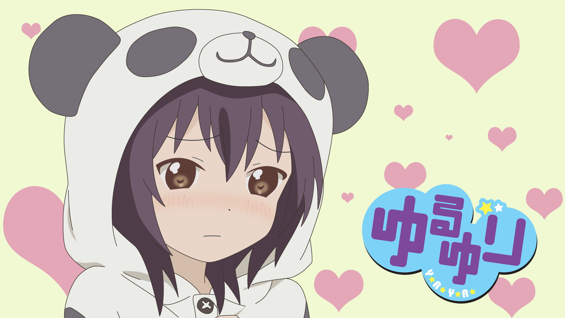 cute, adult, 1080P, positive emotion, love, men, sadness, emotion, communication, cartoon, Yuru Yuri, displeased, text, Funami Yui, occupation, heart shape, HD Wallpaper