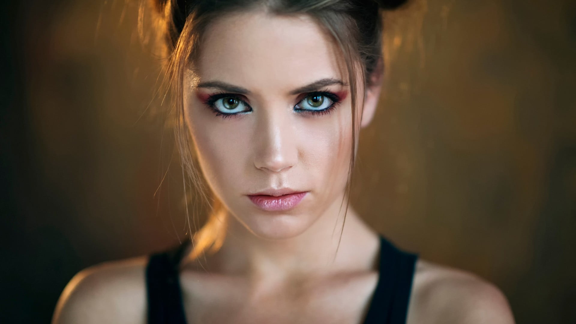 sleeveless, dark, looking At Camera, beauty, women, tank top, face, depression - sadness, human Eye, indoors, young Adult, young Women, hair, sadness, black, HD Wallpaper