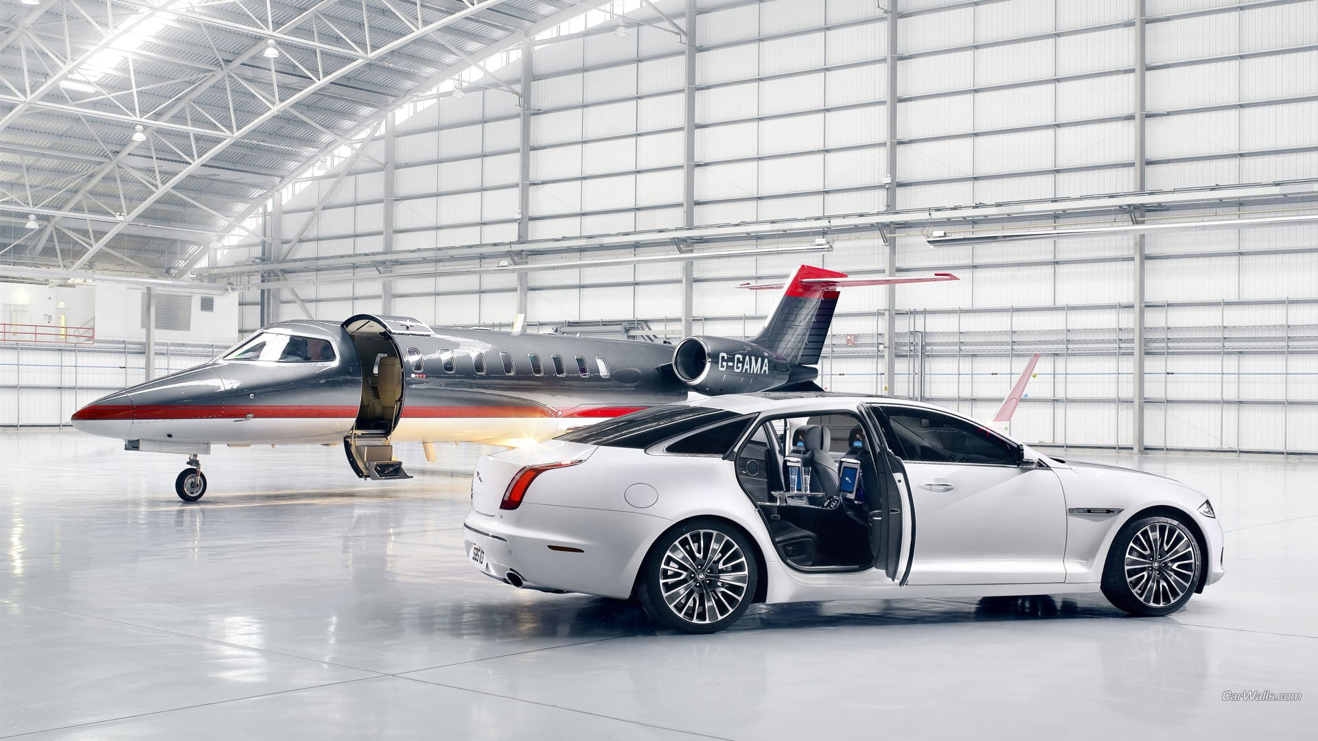 motor vehicle, aircraft, transportation, safety, architecture, 1080P, car, Jaguar (car), airport, jet fighter, airplane, air vehicle, built structure, HD Wallpaper