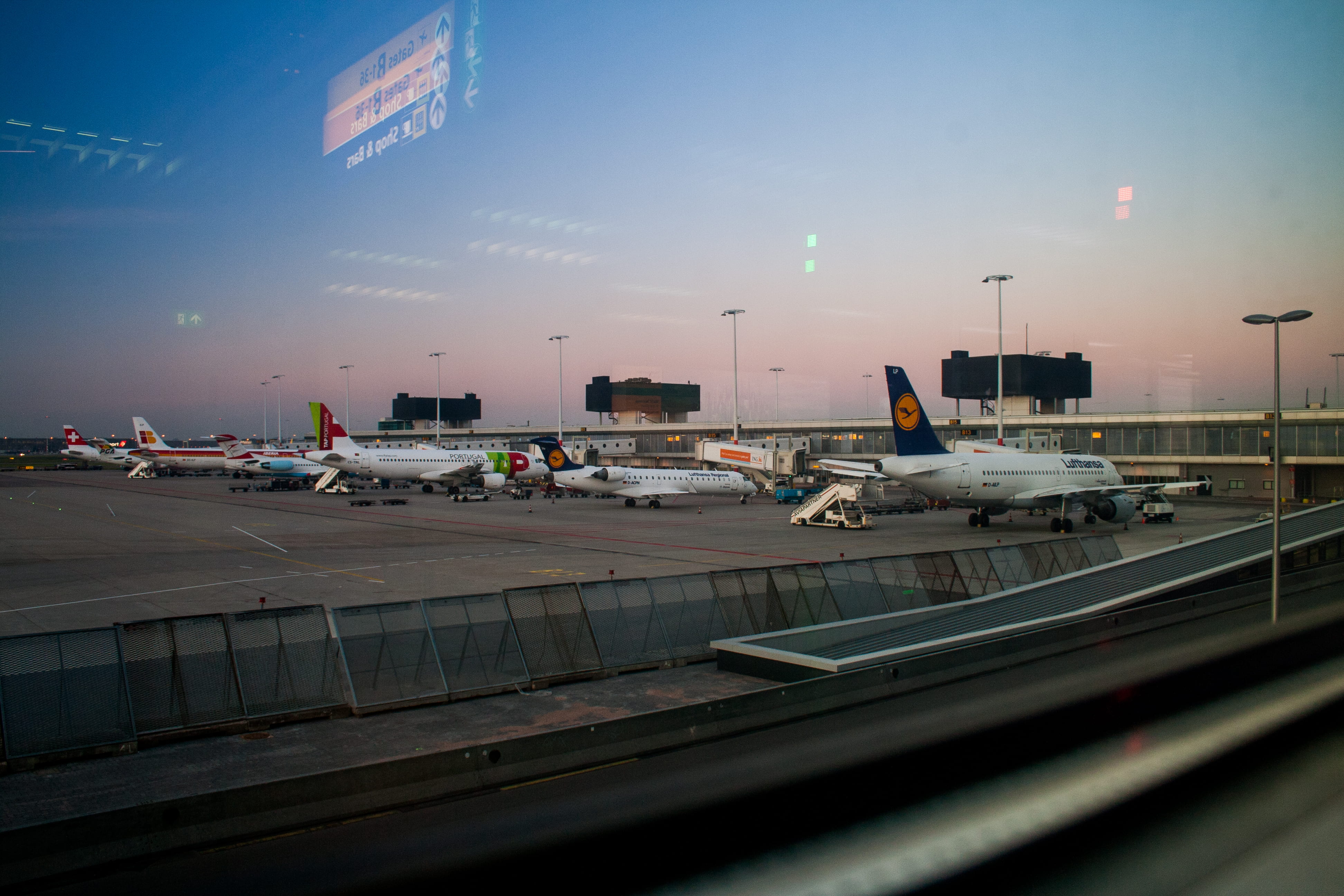 sky, airport, no people, building exterior, airplanes, sunset, land vehicle, street, aviation, nature, motor vehicle, road, 4K, city, aircrafts, airplane, HD Wallpaper