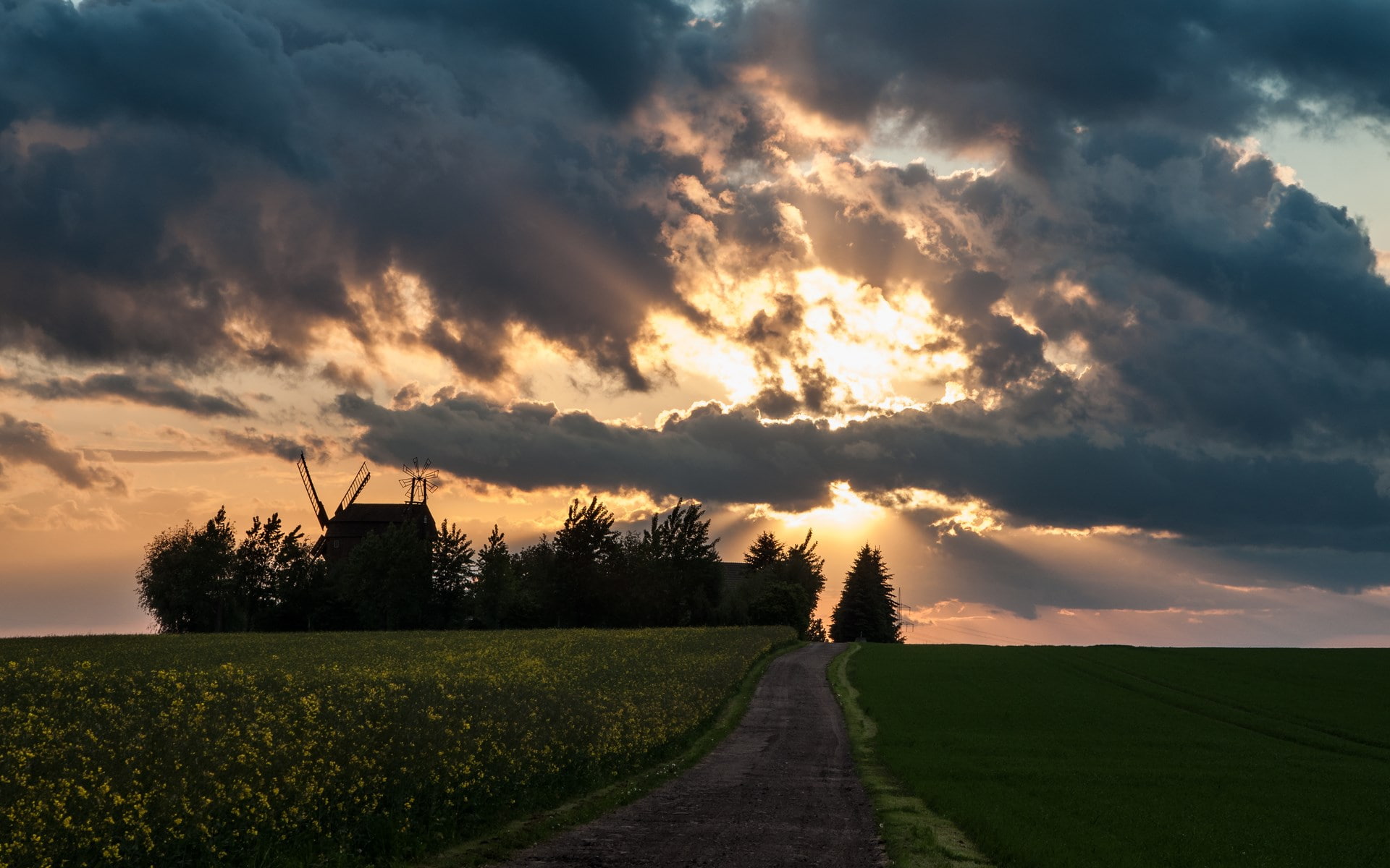 beautifull pictures of nature 1920x1200, tranquil scene, sky, no people, fuel and power generation, 1080P, landscape, environment, sunset, road, beauty in nature, HD Wallpaper