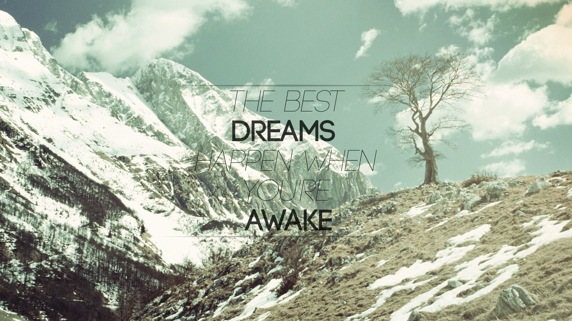 motivational, typography, 1080P, mountains, snow, awake, HD Wallpaper