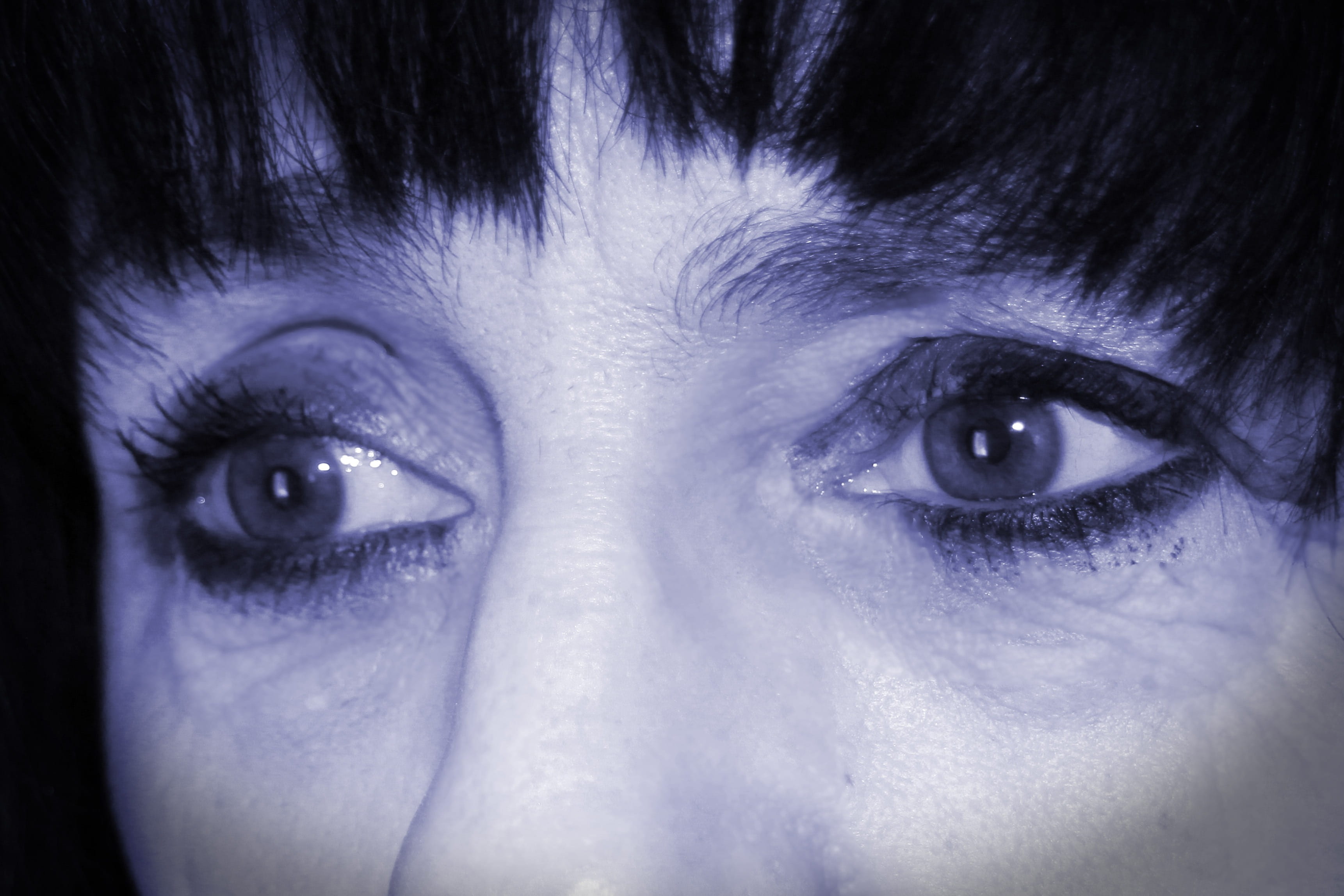 black background, body part, young adult, eyes, eyeball, contemplation, eyebrow, Anxious, human body part, purple, iris - eye, looking at camera, observation, HD Wallpaper