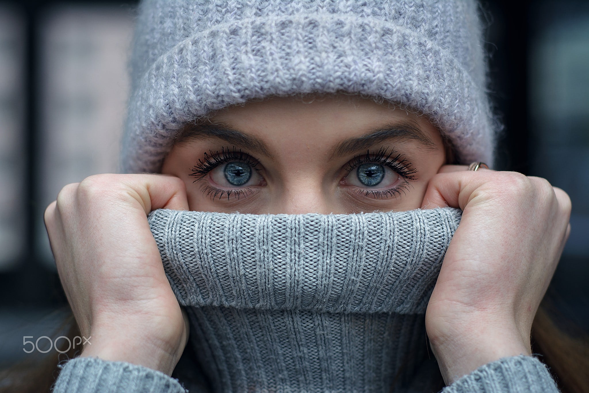 close-up, holding, human eye, hood - clothing, face, warm clothing, women, body part, eyes, 1080P, front view, looking at camera, adult, unrecognizable person, HD Wallpaper