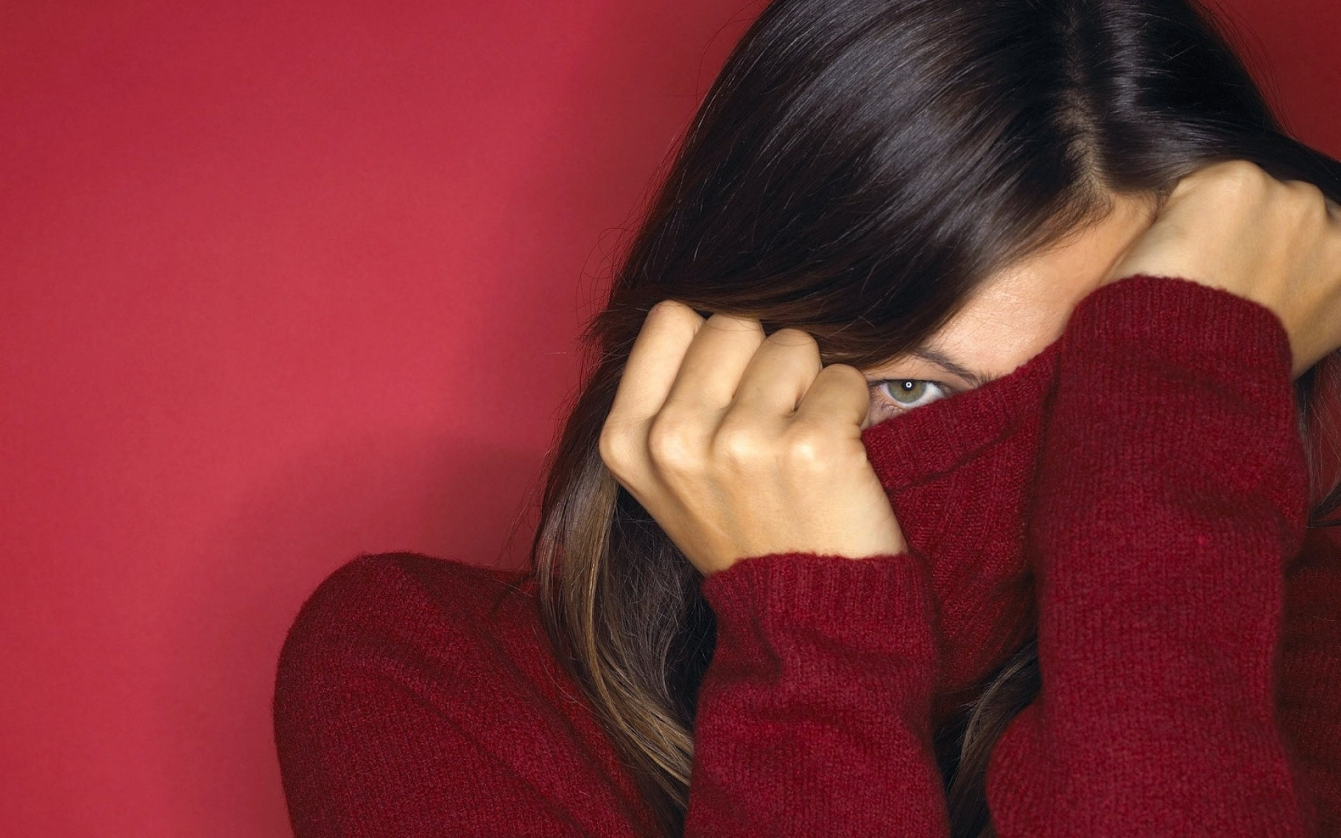 contemplation, embarrassment, sadness, emotion, face, human face, hand, shy, 1080P, young adult, mood, hairstyle, hiding, obscured face, beautiful woman, HD Wallpaper