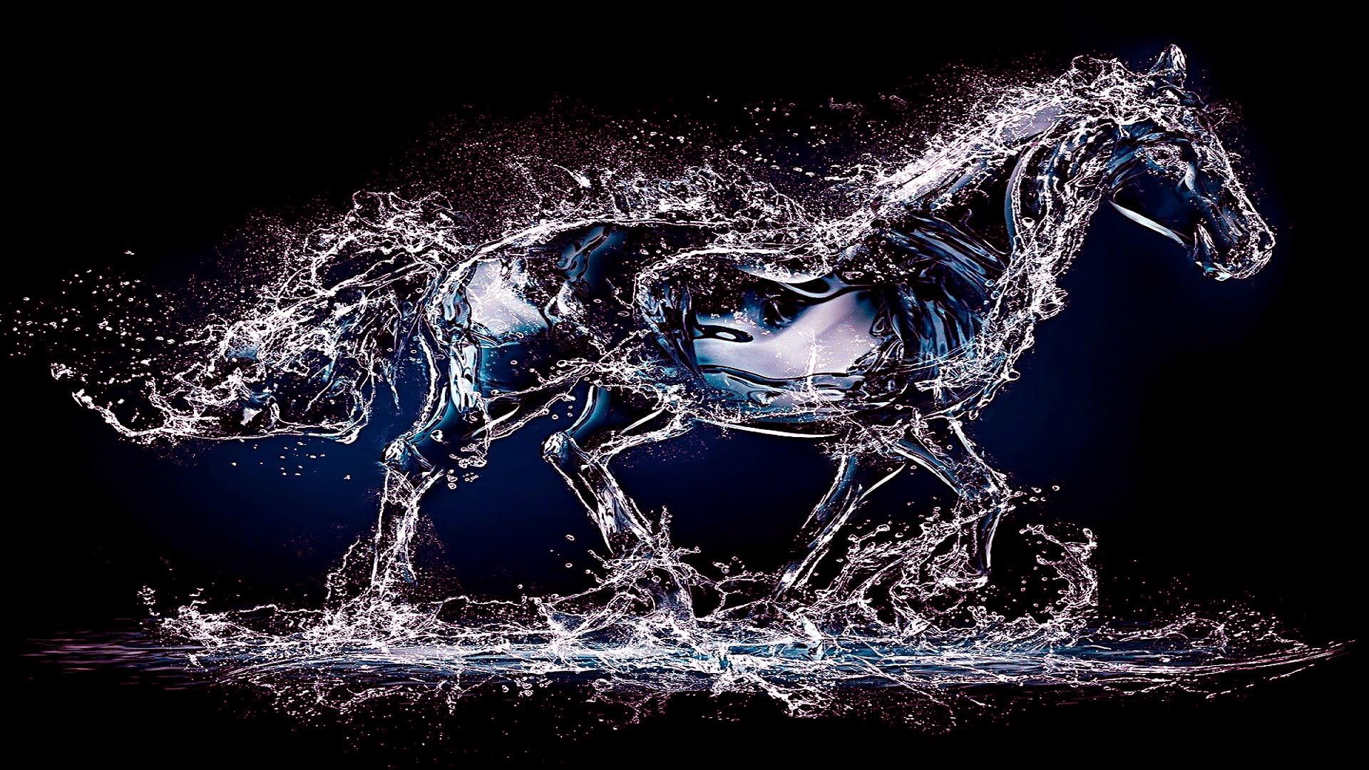 horse, art, animal, water, 1080P, HD Wallpaper