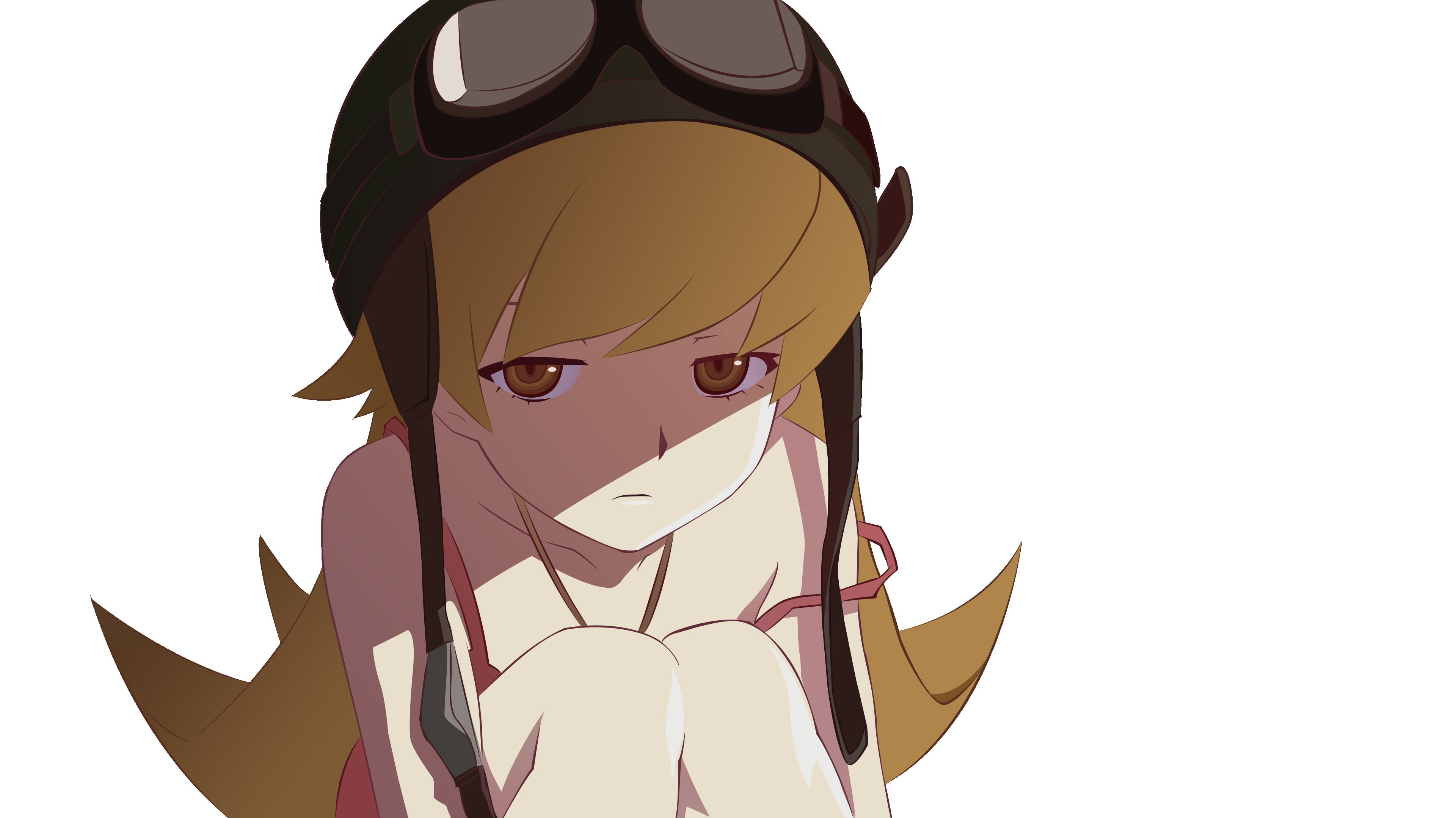 glasses, cut out, Oshino Shinobu, boys, illustration, character, anime girls, child, close-up, Monogatari Series, real people, white background, clothing, HD Wallpaper
