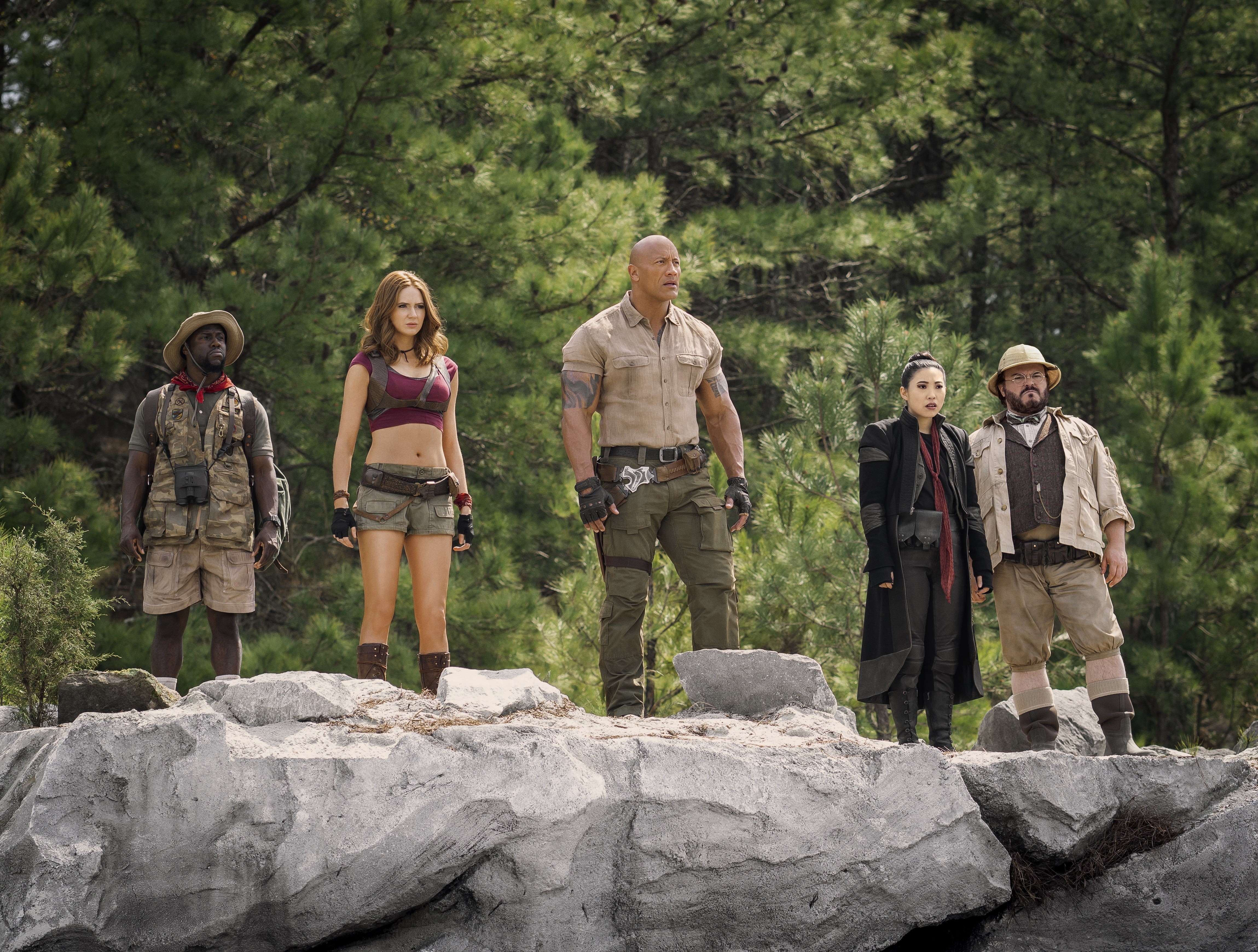 Awkwafina, Jack Black, 4K, Kevin Hart, Karen Gillan, Dwayne Johnson, Movie, Jumanji: The Next Level, HD Wallpaper