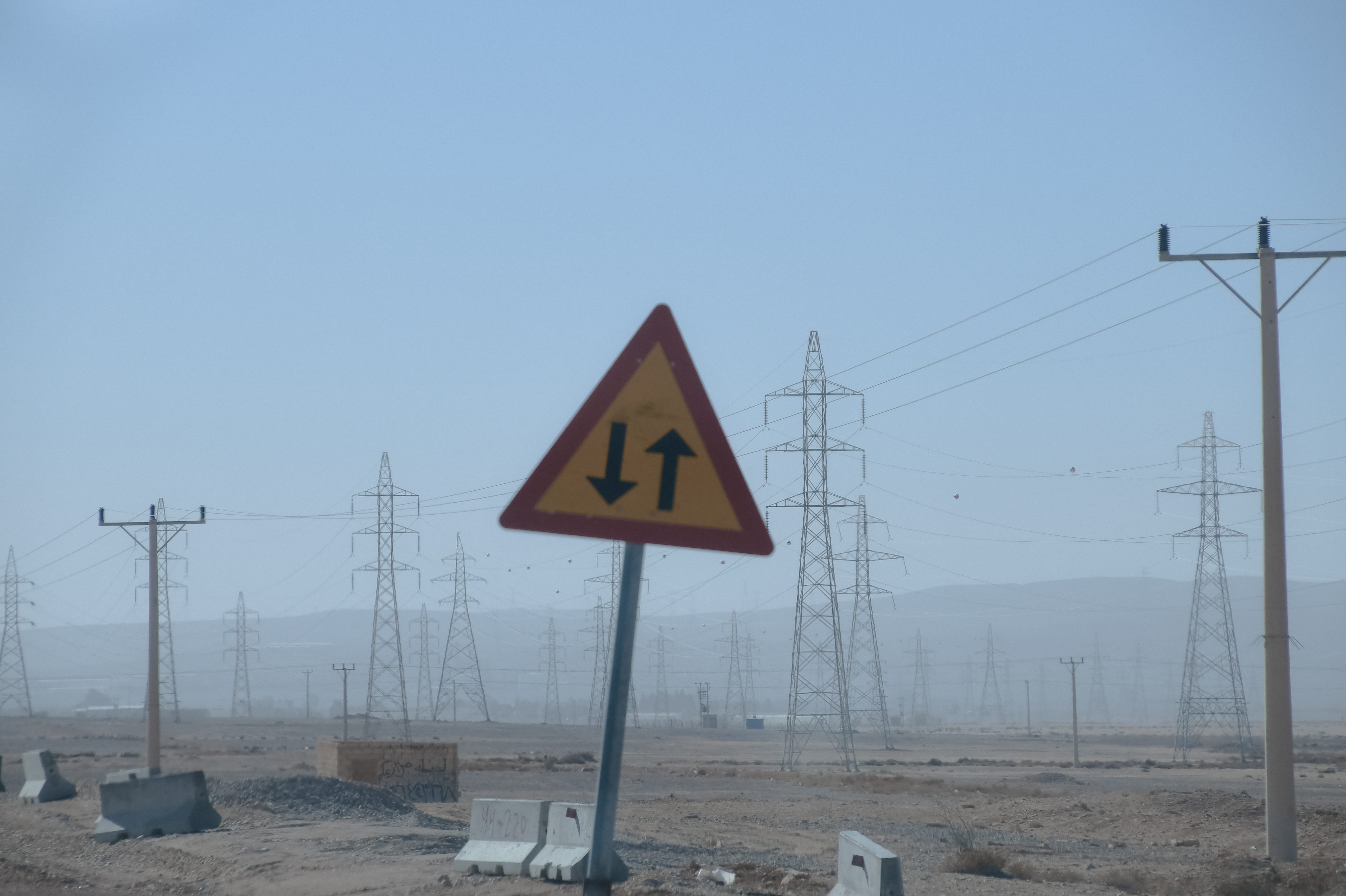 fuel and power generation, construction works, no people, cable, connection, 5K, nature, outdoors, clear sky, transportation, sign, road, bumpy road, land, HD Wallpaper