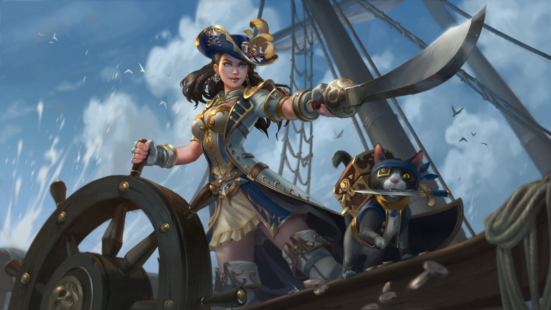 pirates, artwork, fantasy art, 1080P, fantasy girl, HD Wallpaper
