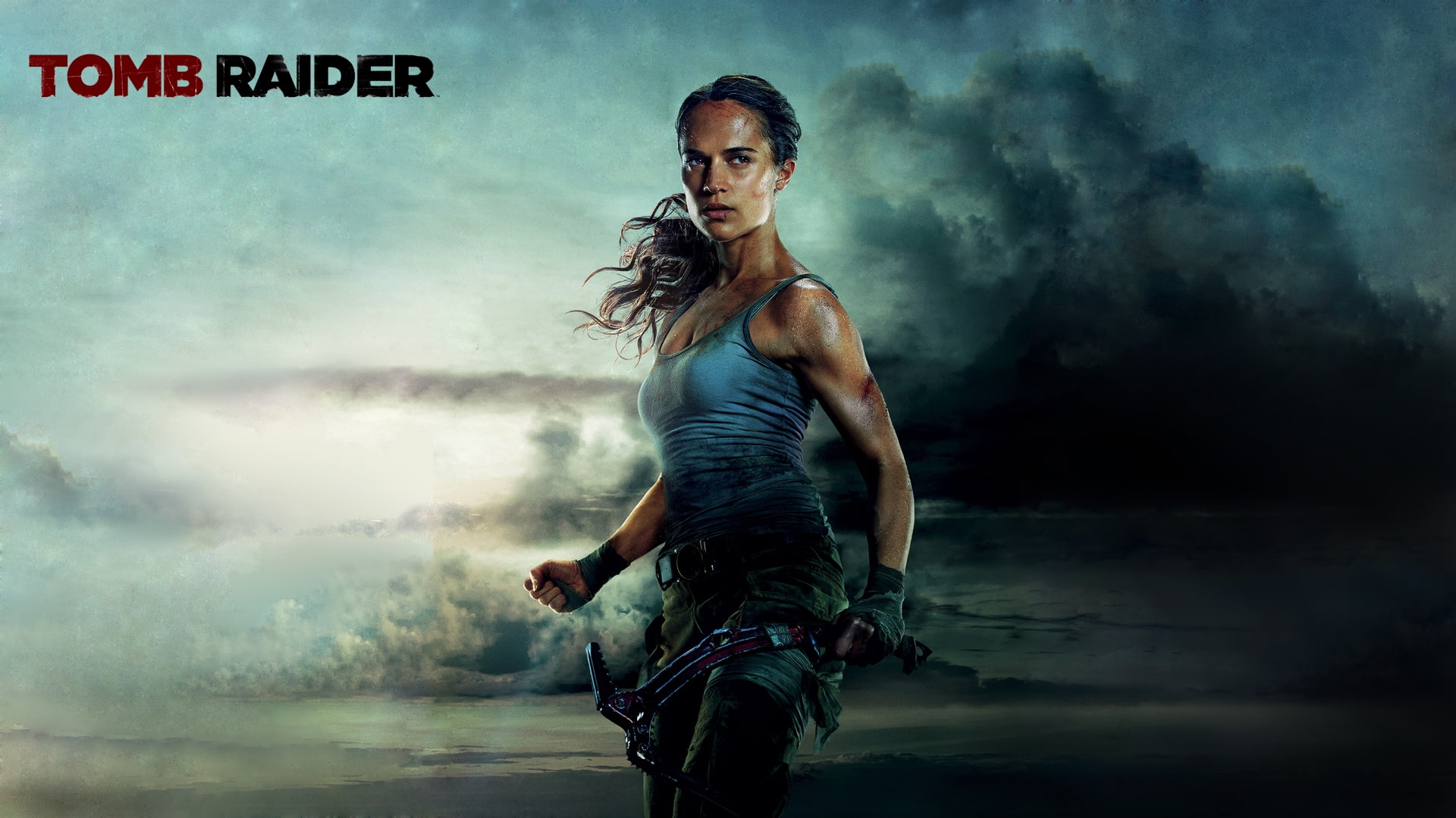 confidence, night, Tomb Raider 2018, women, sport, Alicia Vikander, effort, looking at camera, adult, muscular build, portrait, sign, three quarter length, HD Wallpaper