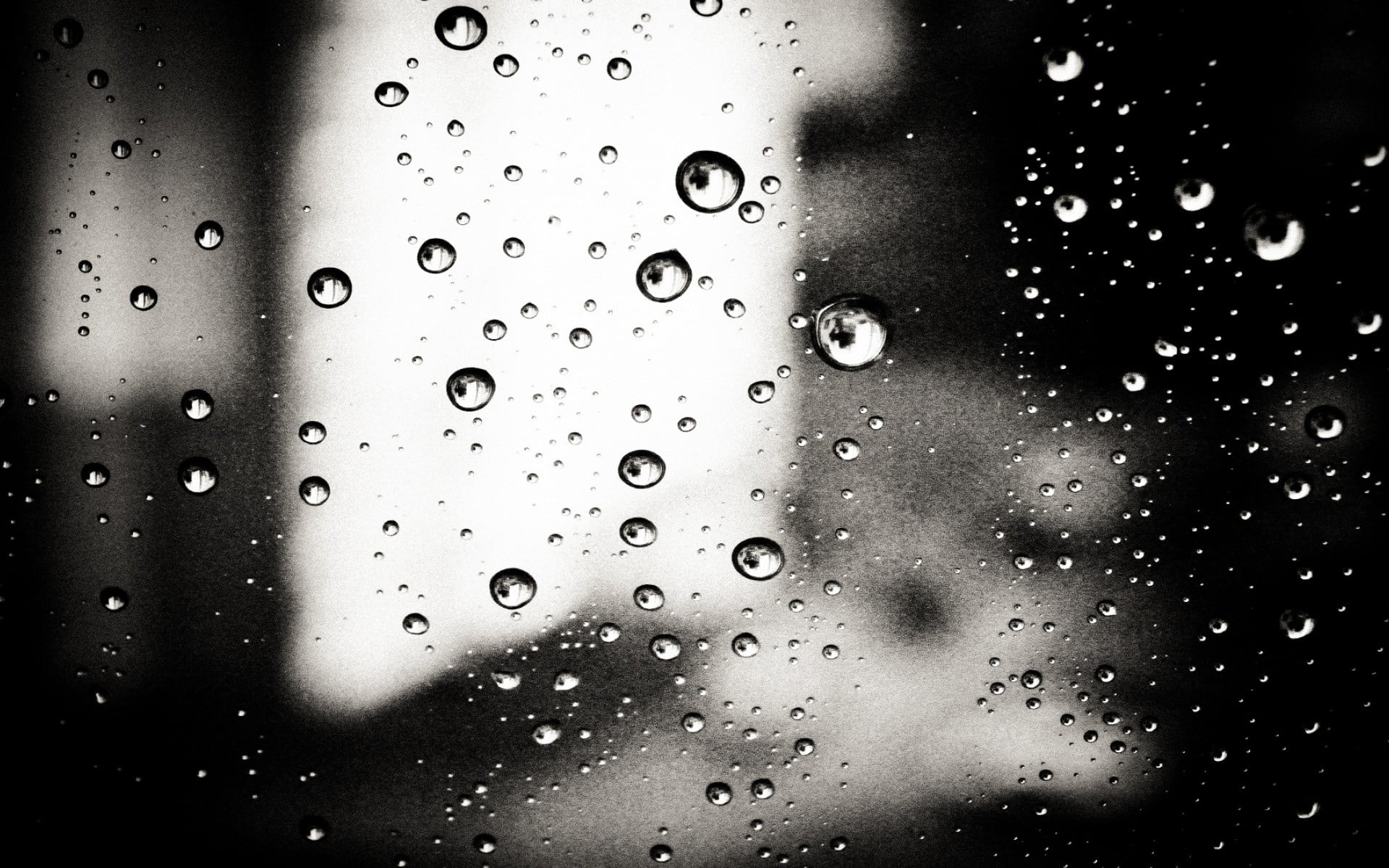 raindrop, transparent, drop, rain, monochrome, indoors, full frame, no people, 1080P, water drops, glass - material, water on glass, droplets, window, HD Wallpaper