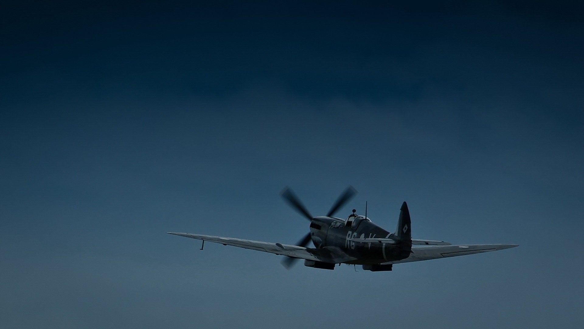 copy space, Spitfire HF Mk. VIIIc, Supermarine Spitfire, nature, mid-air, low angle view, airplane, sky, plane, flying, 1080P, motion, transportation, HD Wallpaper