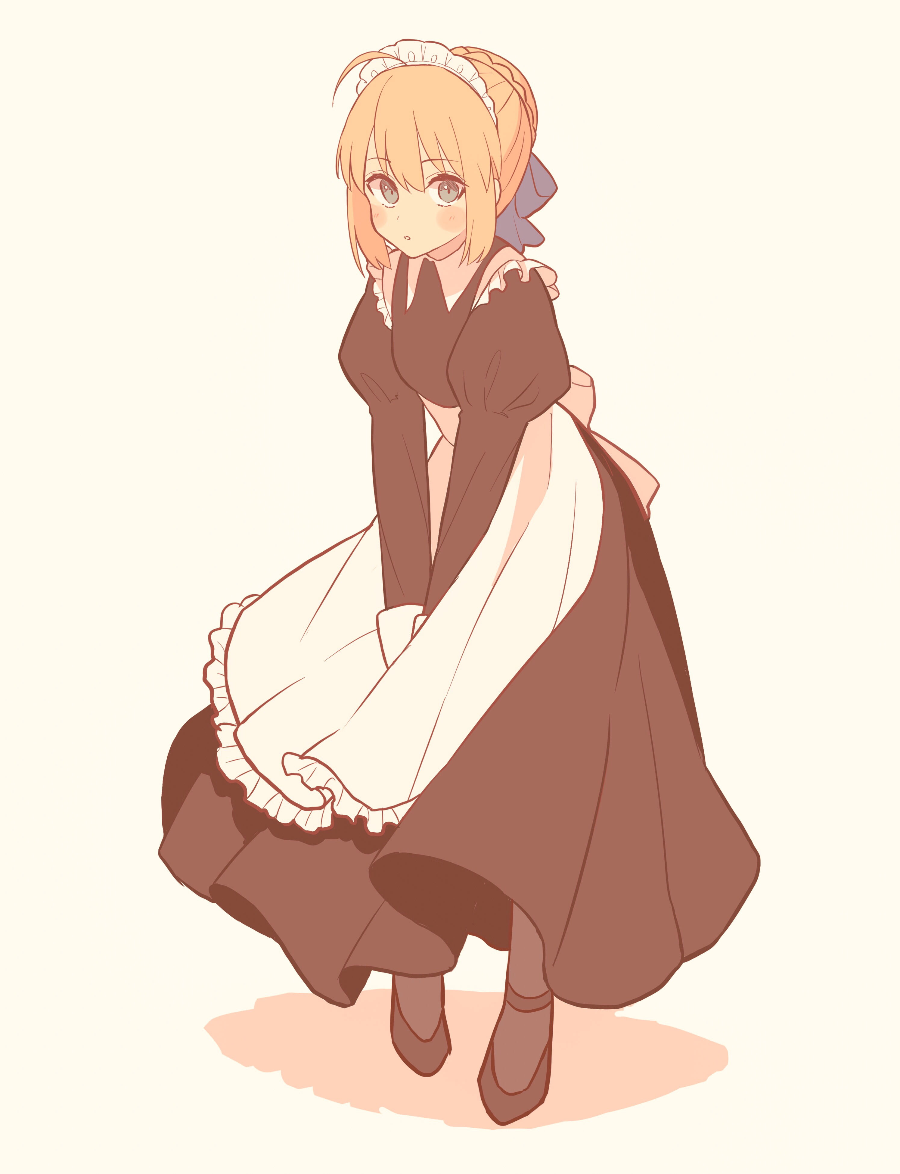 blond hair, Fate Series, maid outfit, Saber, anime, Fate/Stay Night, Arturia Pendragon, 4K, anime girls, Phone HD Wallpaper