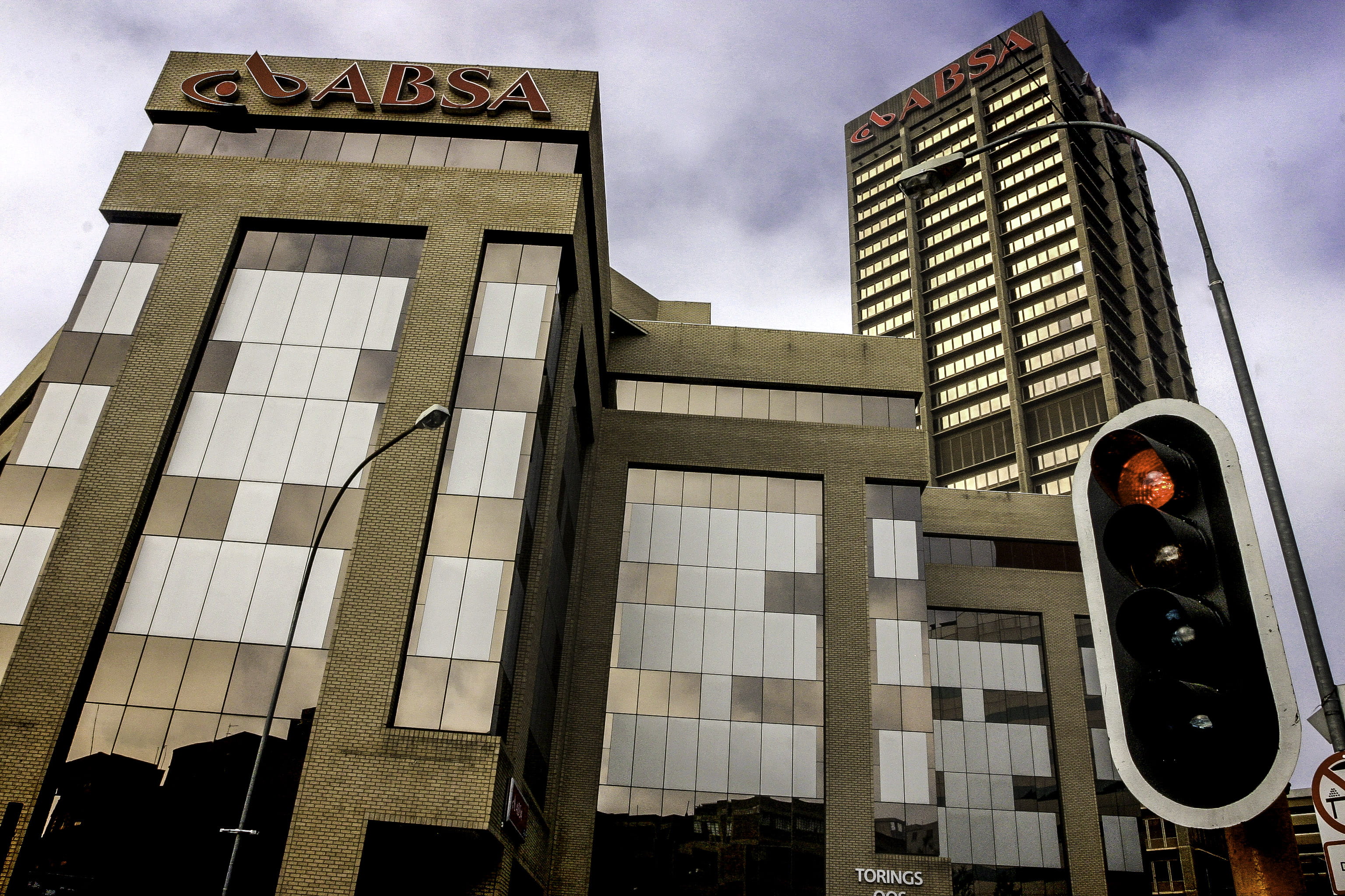 ABSA, low angle view, skyscraper, architecture, South Africa, light, office building exterior, public domain, city, urban Scene, traffic, sign, building Exterior, HD Wallpaper