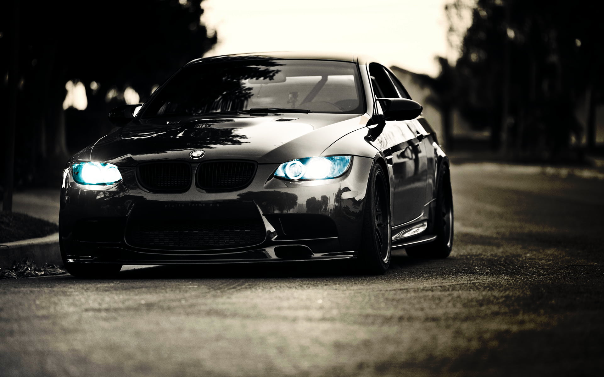 wheel, 1080P, stationary, racecar, street, black, land vehicle, BMW, silver colored, transportation, toy, no people, car, vignette, muscle cars, illuminated, HD Wallpaper