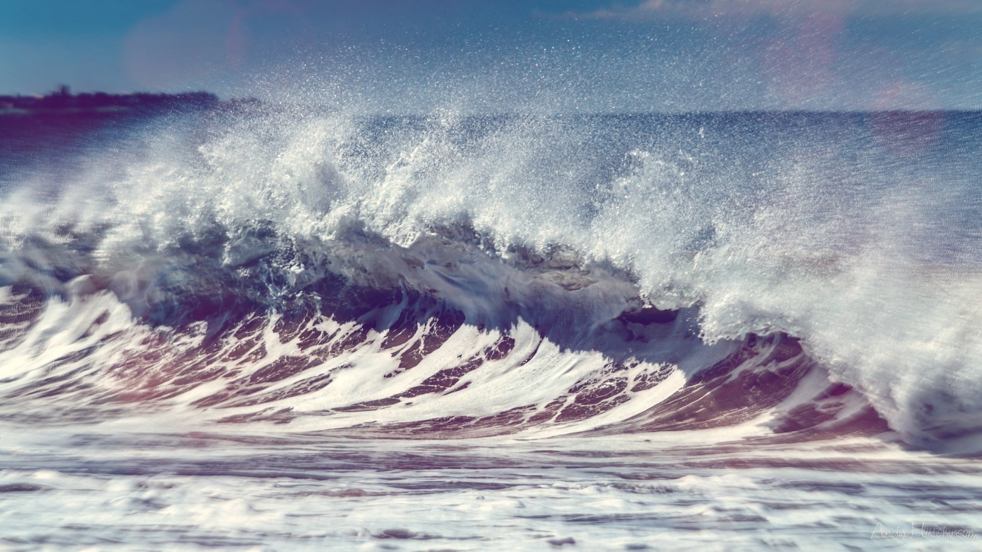 wave, photograph, water, foam, beach, 1080P, power, splashing, sea, day, sky, beauty in nature, outdoors, coastline, sport, surfing, waterfront, scenics - nature, HD Wallpaper