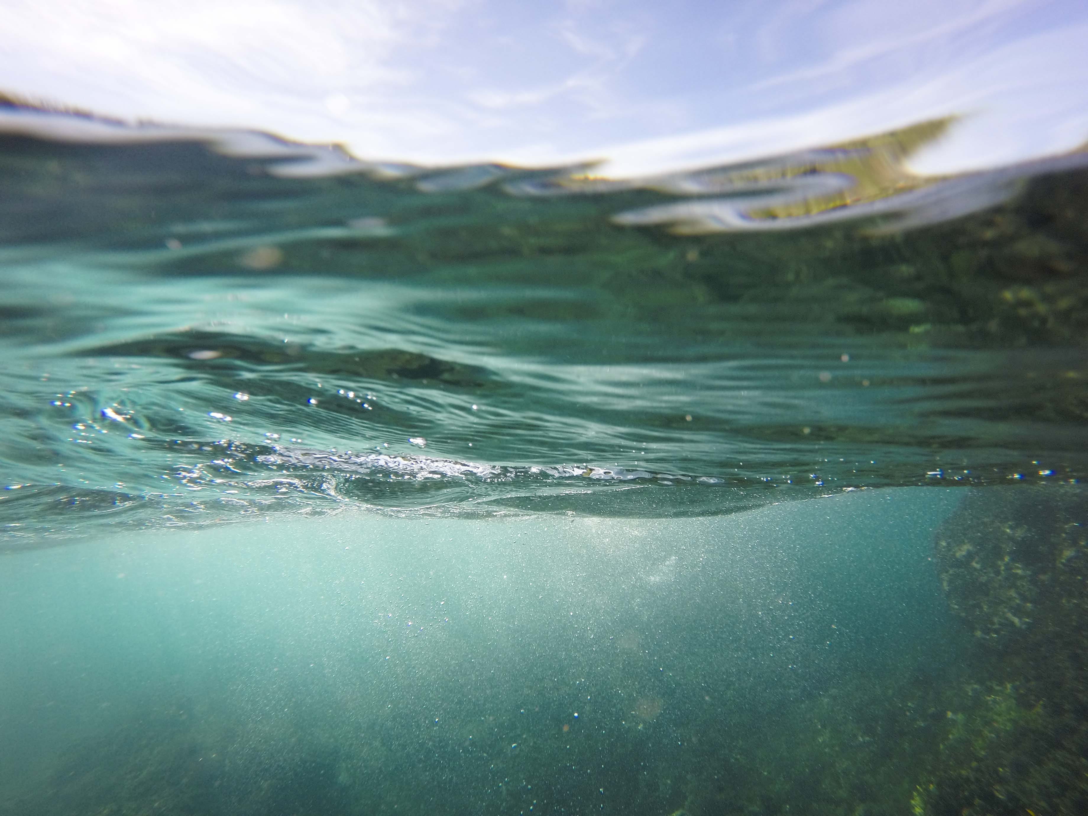 clear, wave, day, underwater, nature, scenics - nature, surf, reflection, blue, sea, water, motion, environment, refreshment, full frame, pollution, light, HD Wallpaper