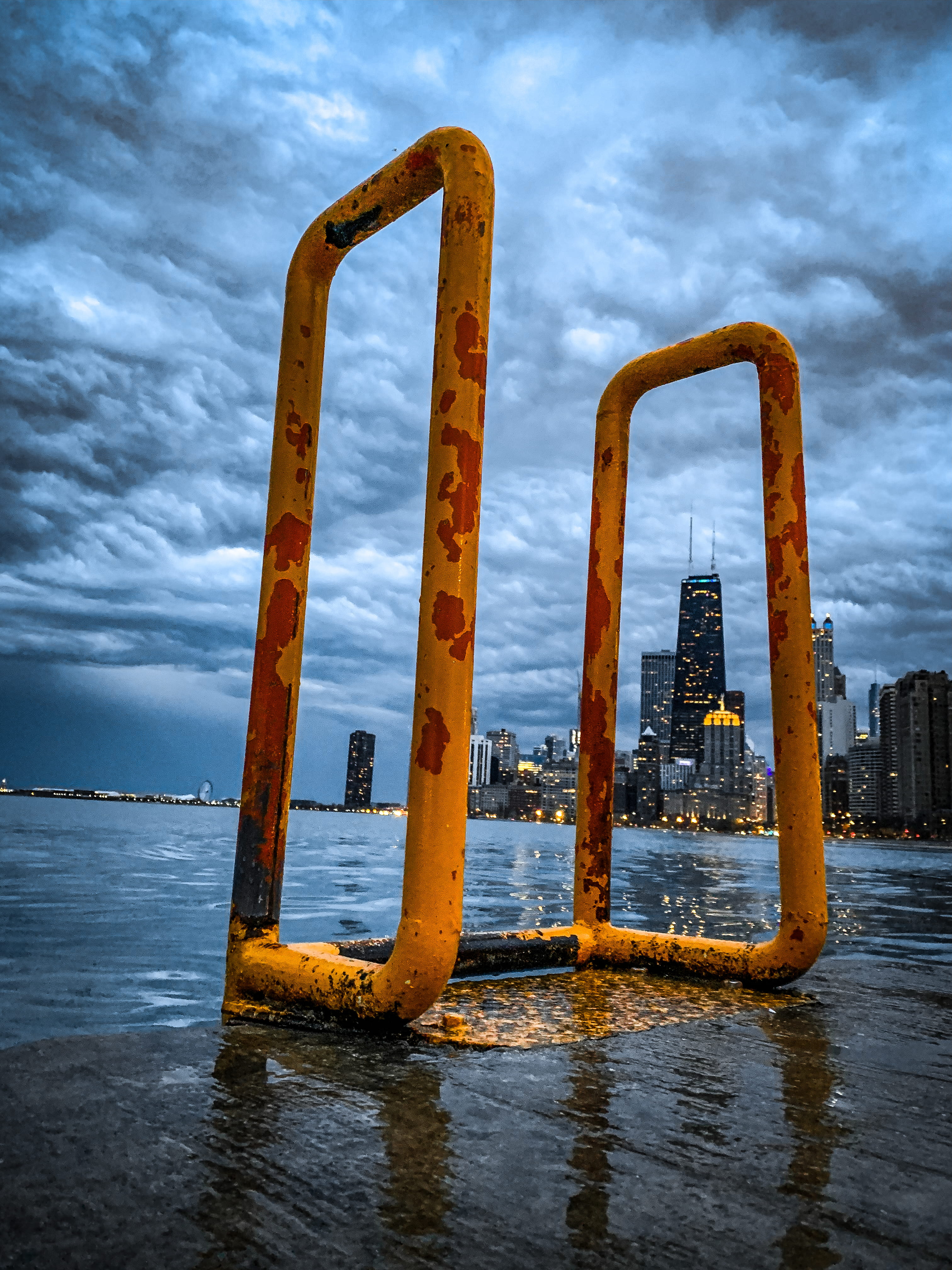 no people, clouds, 4K, h2o, urban, pier, business, after the rain, sunset, red, iron, nature, sea, swimming, close-up, electricity, waterfront, wet, buildings, Phone HD Wallpaper