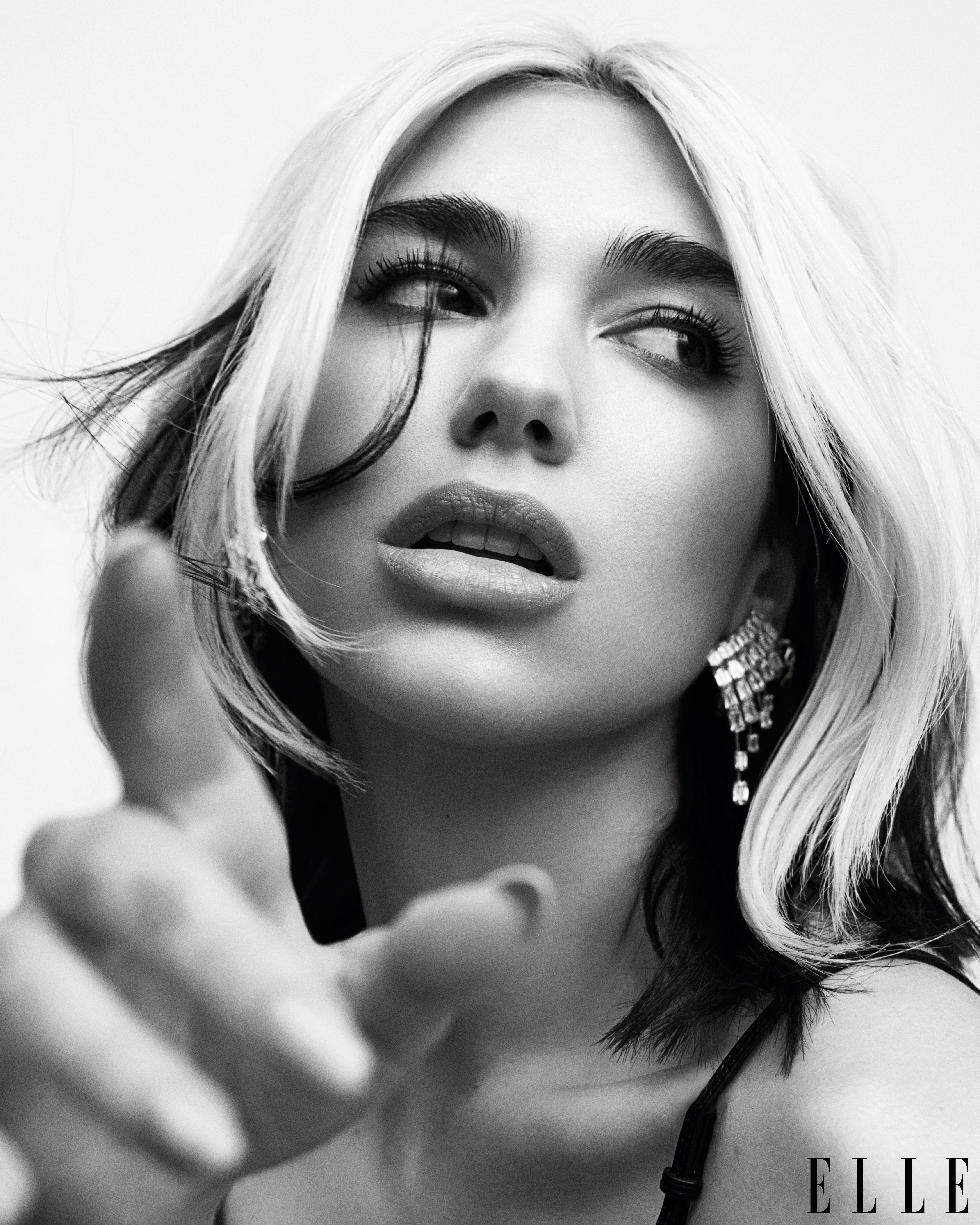 Dua Lipa, Elle Magzine, monochrome, singer, women, 5K, Phone HD Wallpaper