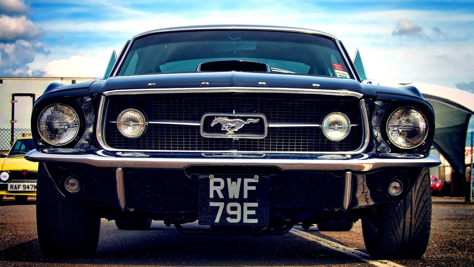 Ford Mustang, frontal view, 1080P, car, HD Wallpaper