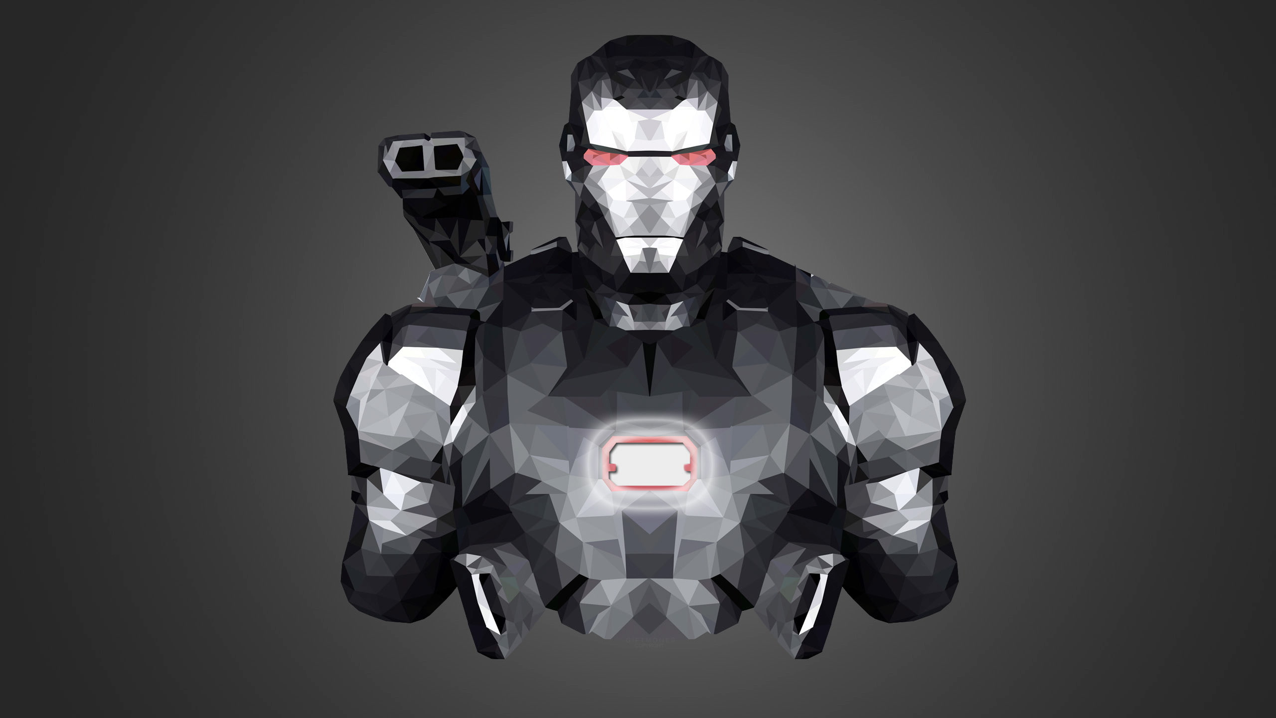 fictional characters, low poly, War Machine, frontal view, minimalism, comic books, Marvel Comics, armor, 2K, Iron Man, HD Wallpaper