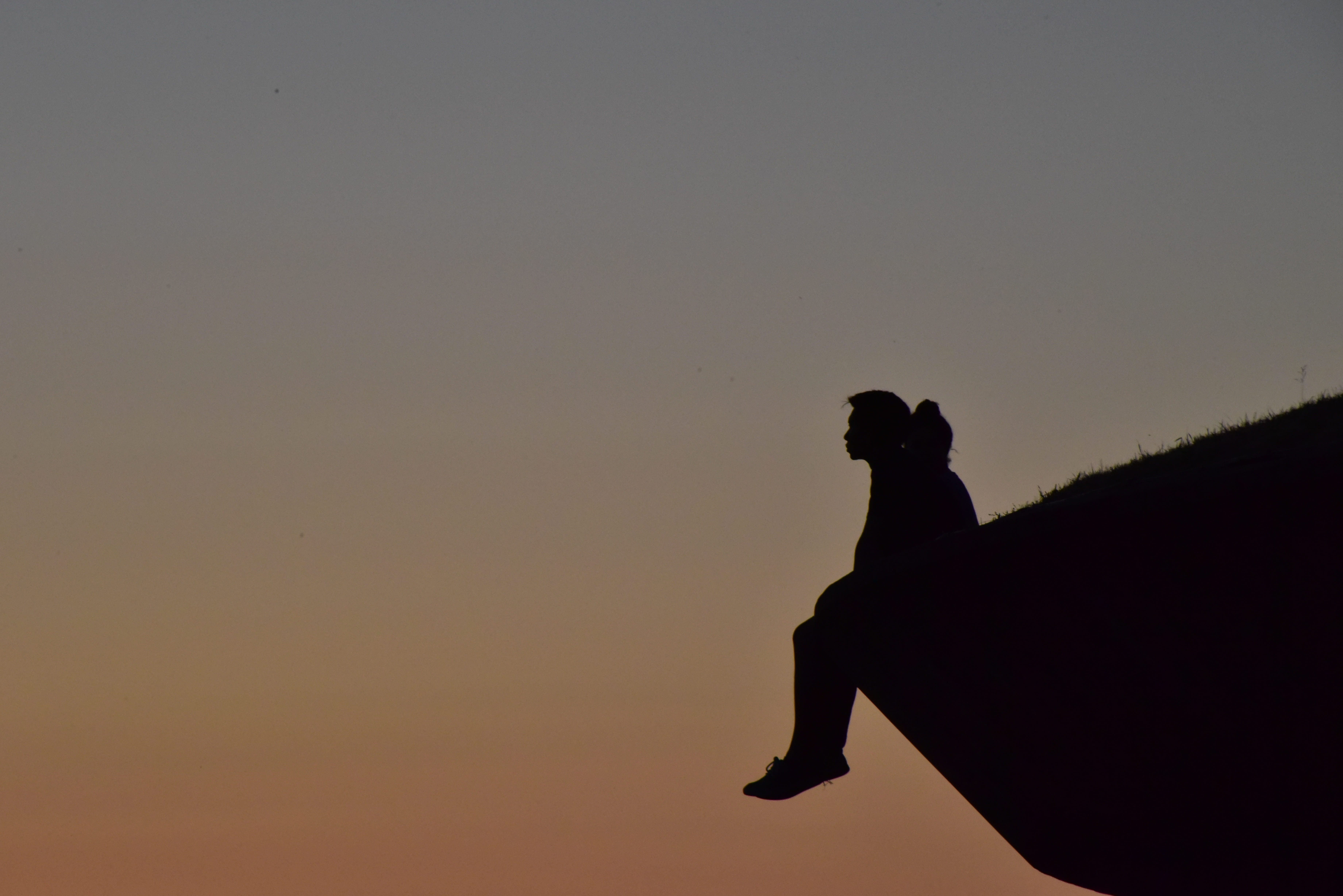 person, full length, copy space, background, lifestyles, portrait, side view, at the edge of, sunset, silhouette, dusk, men, rock - object, sky, light and shadow, HD Wallpaper