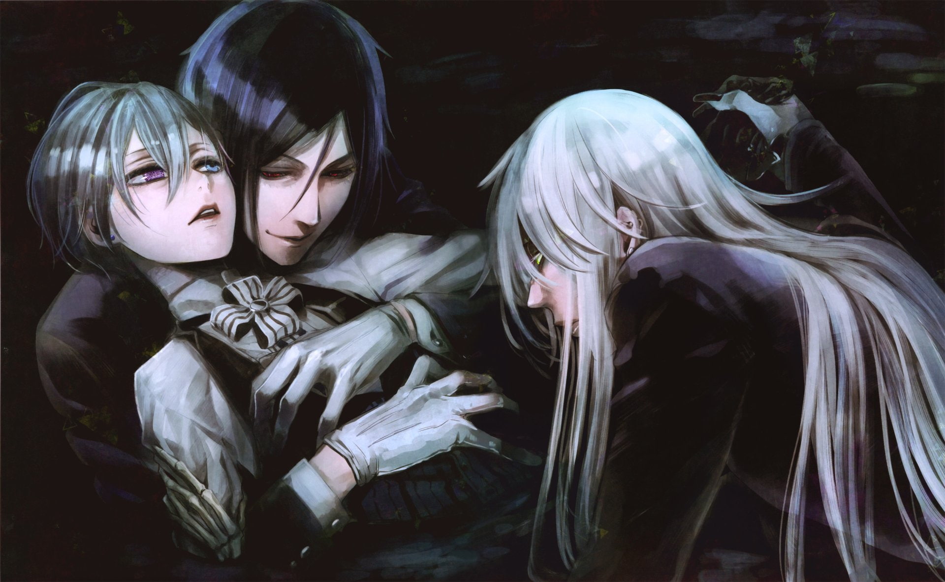 hairstyle, indoors, sister, clothing, waist up, teenager, celebration, emotion, black color, togetherness, costume, night, religion, Undertaker (Black Butler), HD Wallpaper