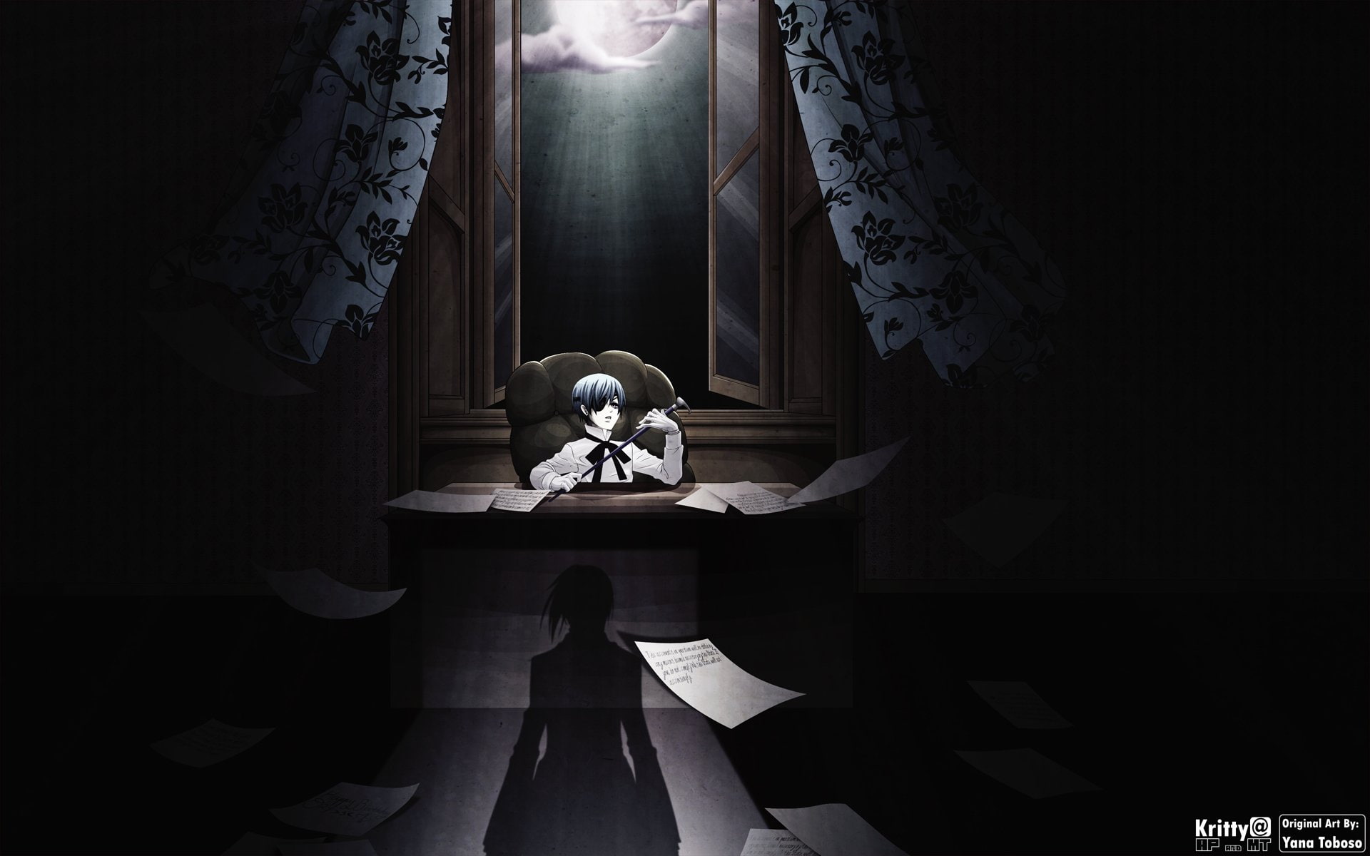 1080P, Black Butler, Anime, Ciel Phantomhive, Sebastian Michaelis, HD Wallpaper