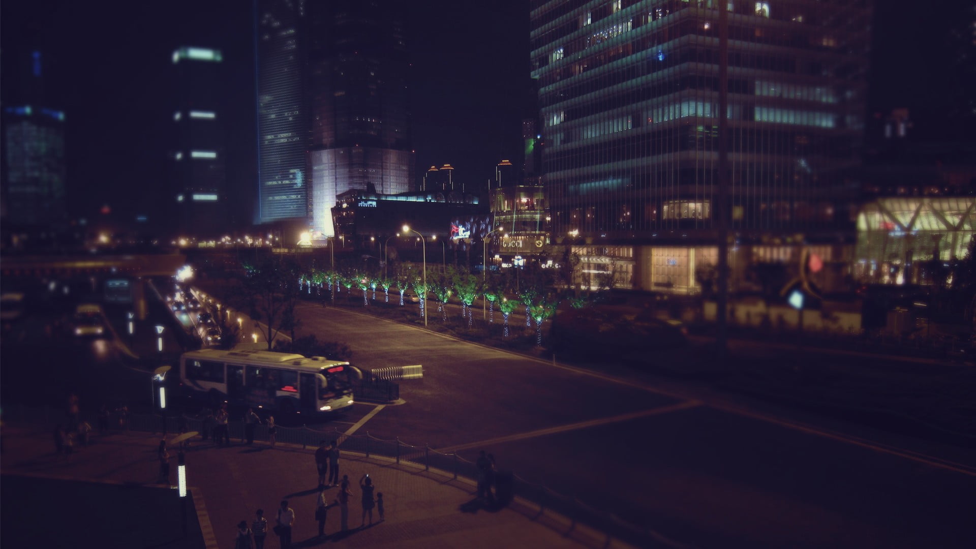 night, nightlife, built structure, building, 1080P, lights, illuminated, skyscraper, building exterior, road, mode of transportation, city street, office building exterior, HD Wallpaper