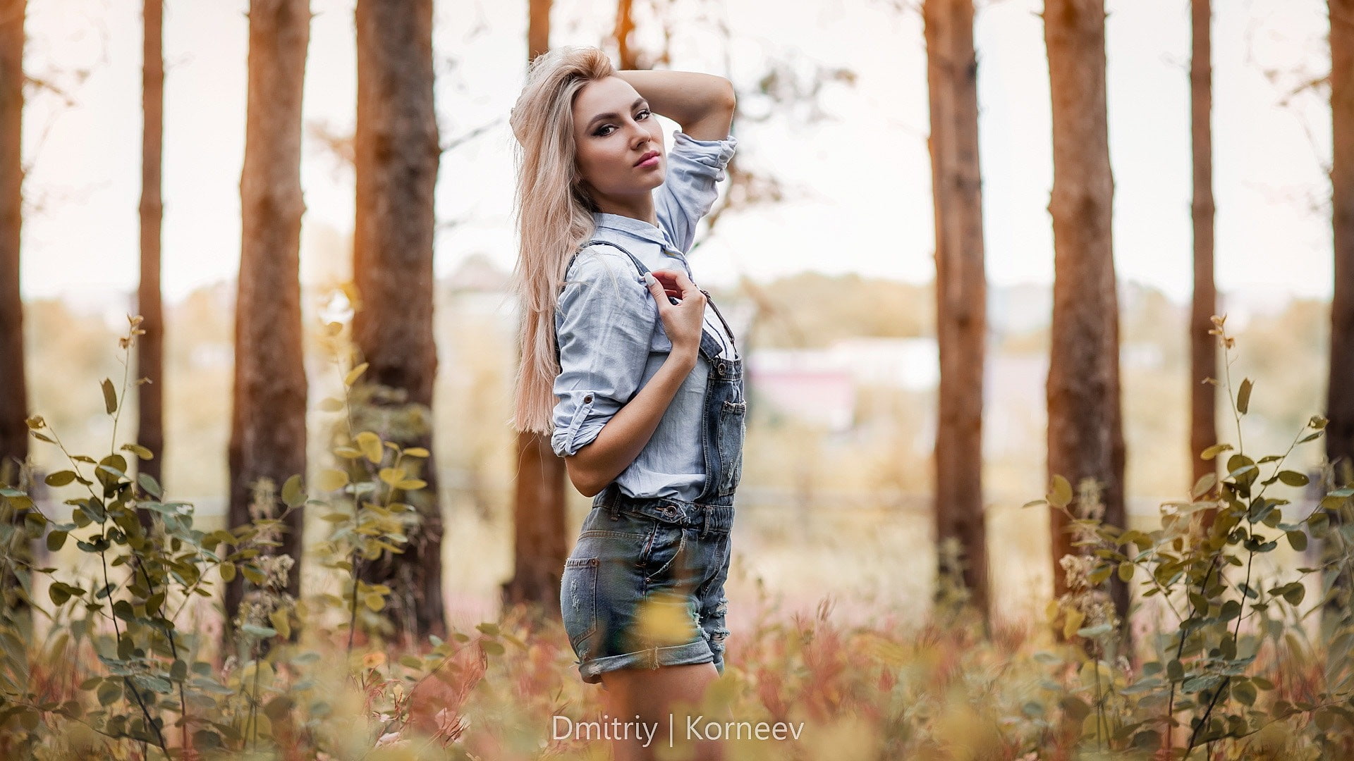 plant, looking at viewer, Dmitriy Korneev, nature, leisure activity, blond hair, straight hair, three quarter length, women outdoors, young adult, real people, HD Wallpaper