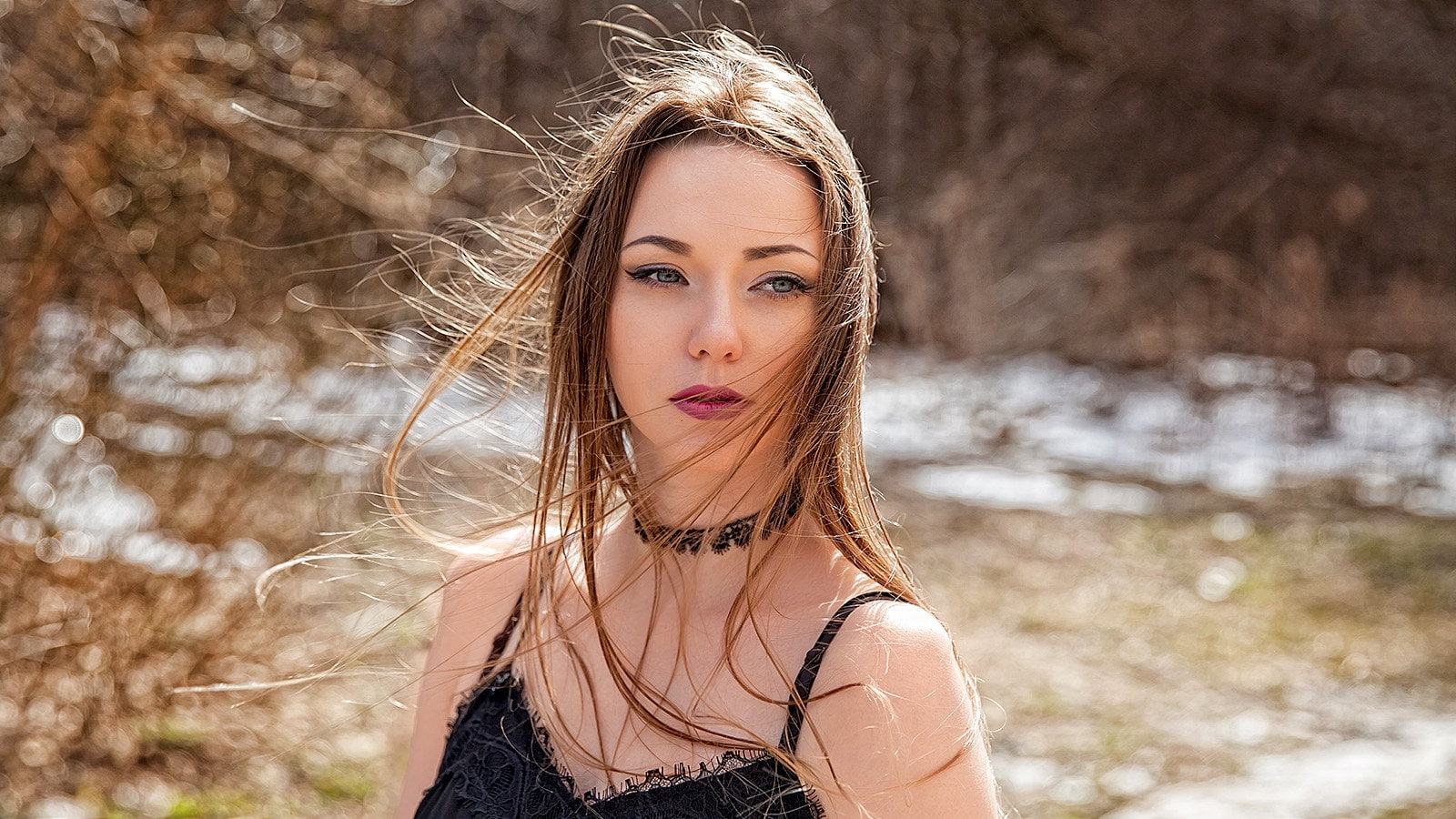 face, model, teenager, looking at camera, outdoors, headshot, hair, young adult, 720P, leisure activity, beautiful woman, hairstyle, beauty, blonde, choker, HD Wallpaper