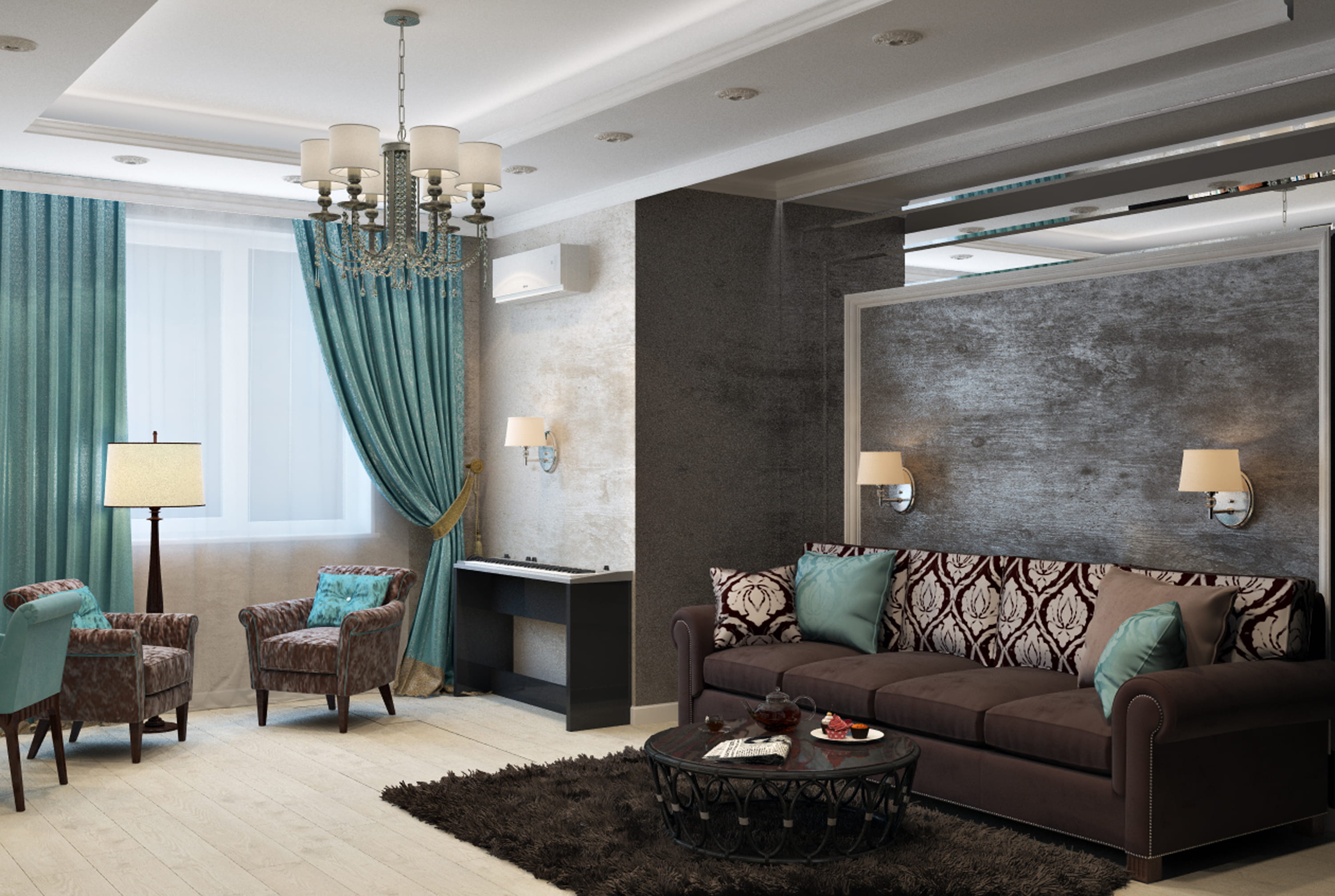 furniture, cushion, absence, lamps, comfort, home showcase interior, curtains, pillow, coffee table, room, chair, chandelier, sofa, window, rug, interior, HD Wallpaper