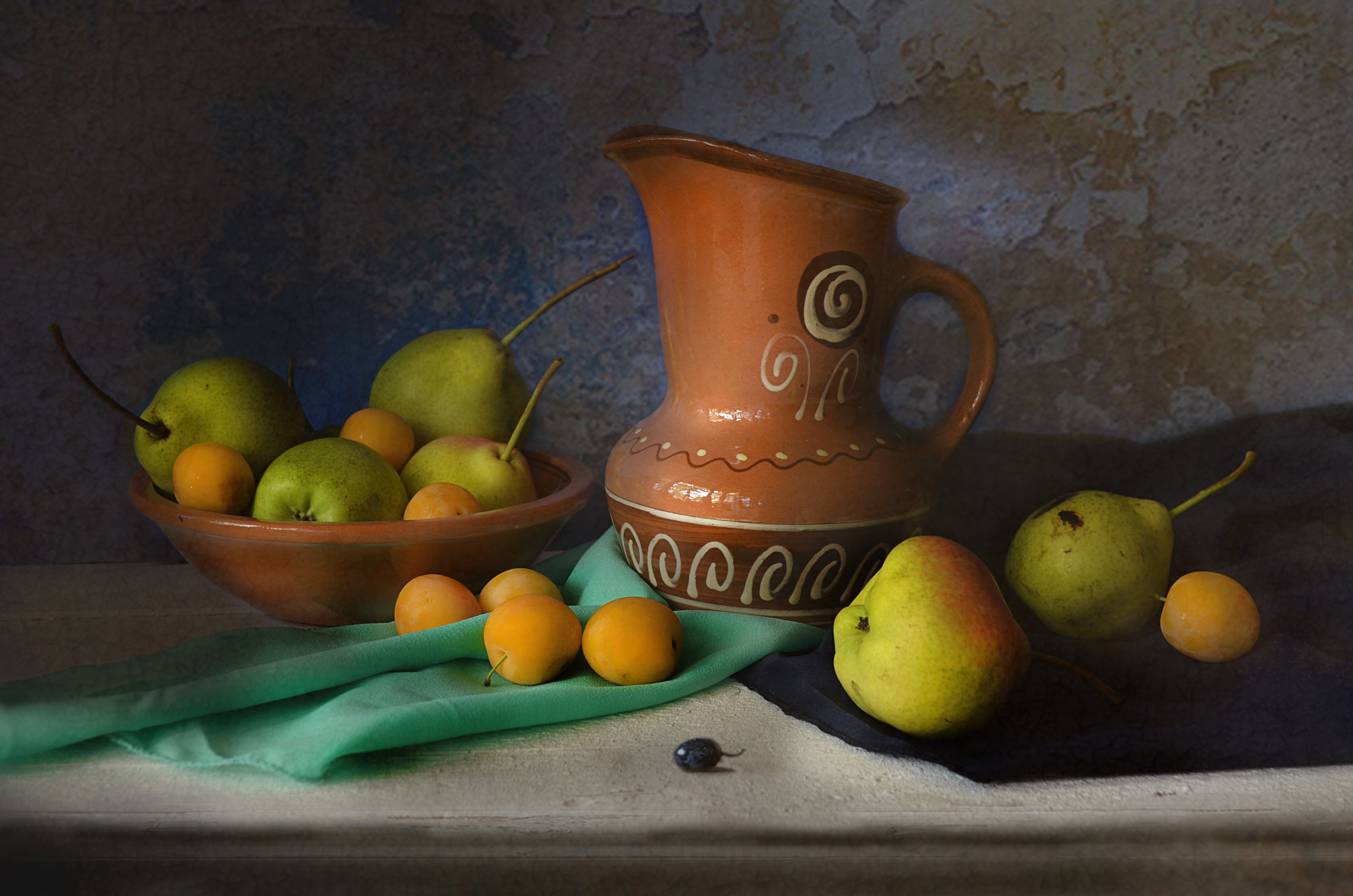 drape, fruit, quince, 4K, table, grapes, Cup, still life, pitcher, HD Wallpaper