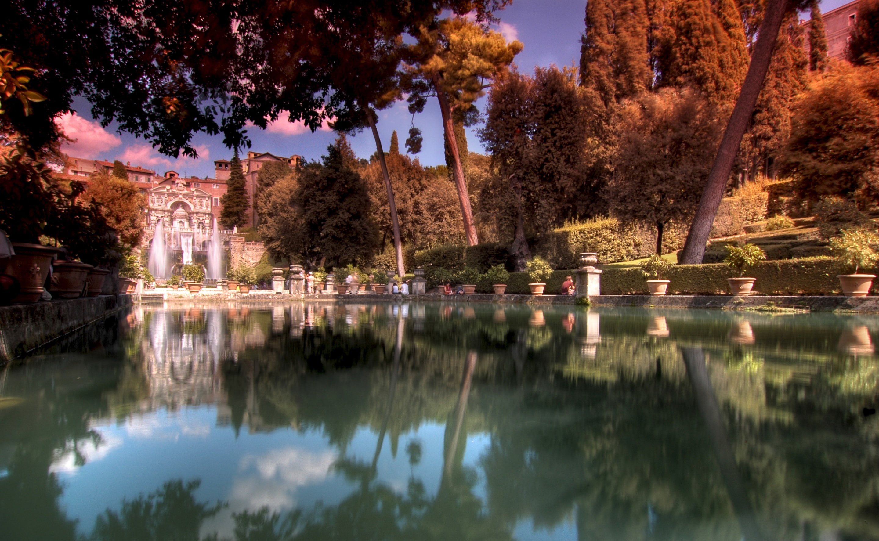 outdoors, Italy, beauty in nature, lake, Renaissance, city, autumn, no people, deste, waterfront, growth, Garden, castle, reflection lake, tree, sky, scenics - nature, HD Wallpaper