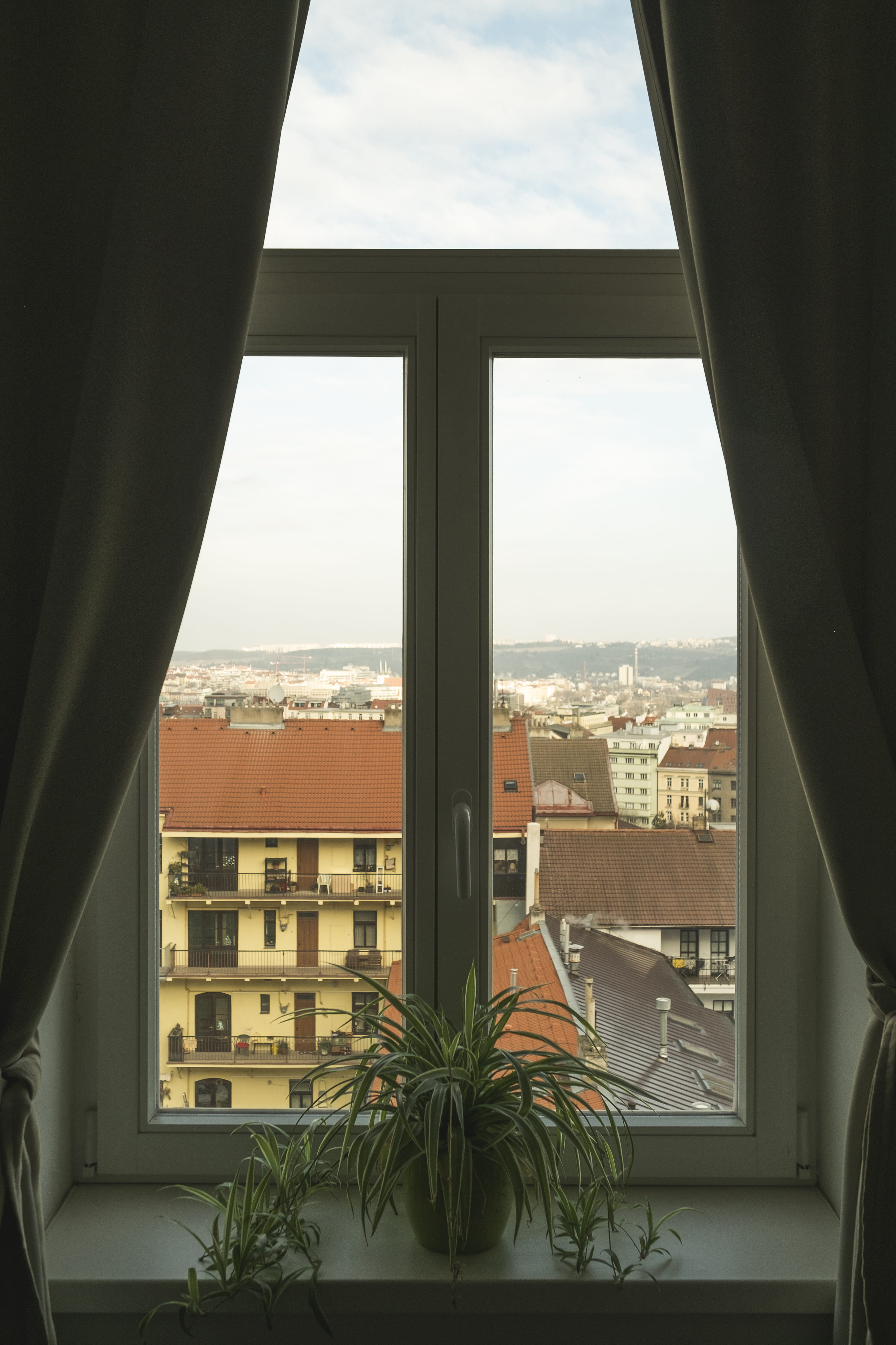 banister, picture window, window, potted plant, day, housing, architecture, building, french door, residential district, indoors, door, town, urban, sliding door, Phone HD Wallpaper