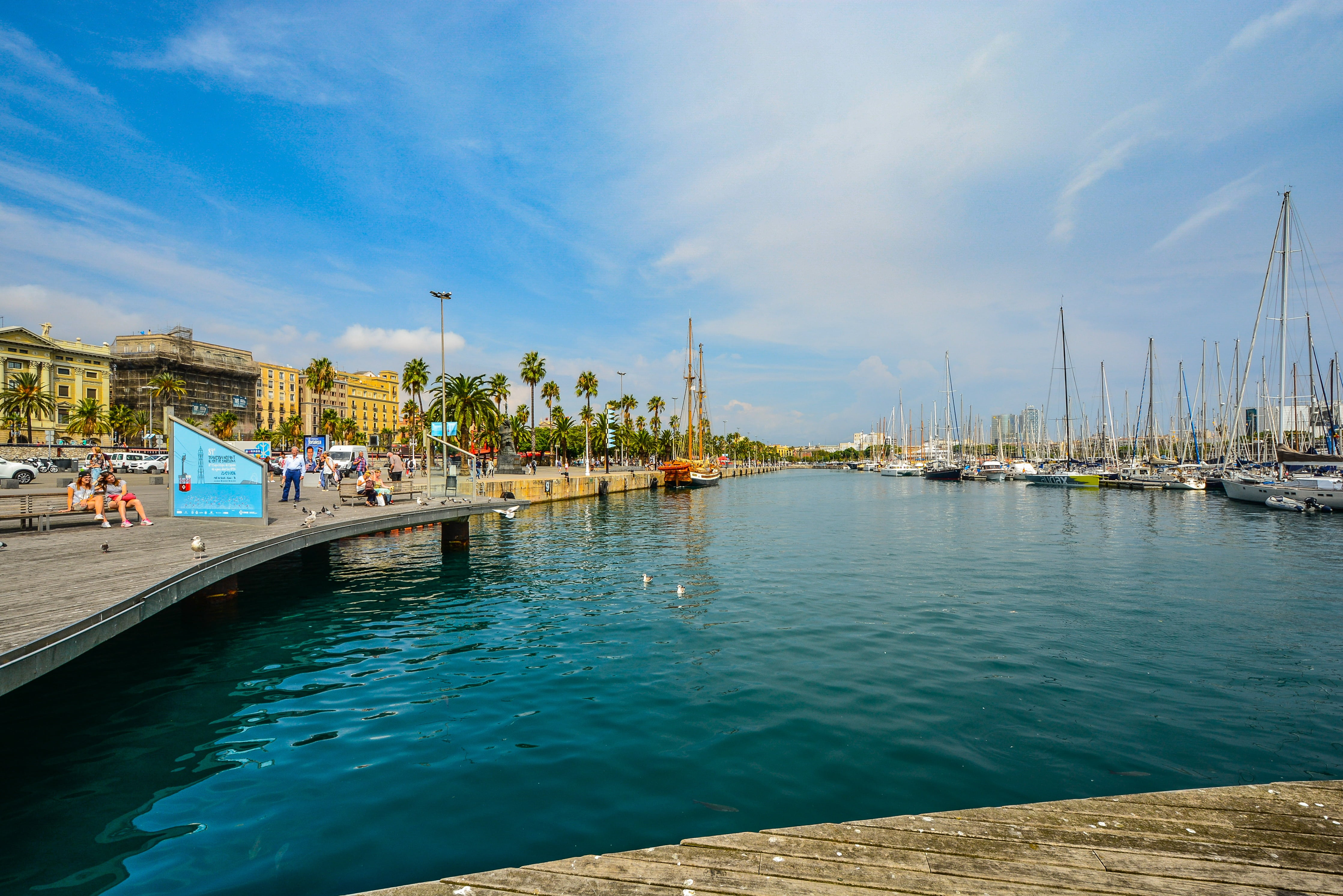 day, outdoors, coastal, daytime, catalonia, swimming pool, building exterior, mode of transportation, transportation, built structure, spain, mediterranean, HD Wallpaper